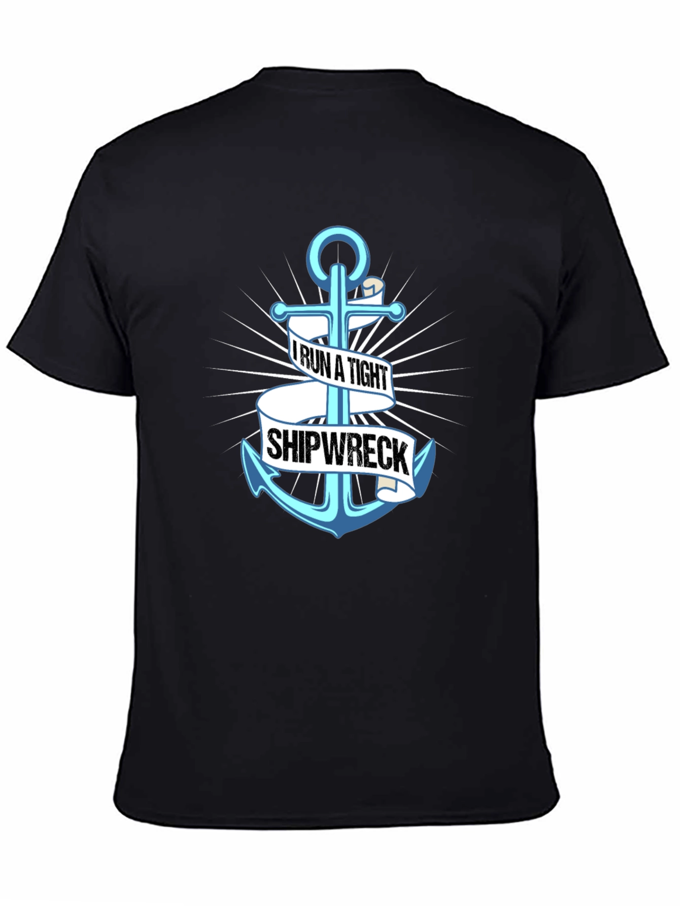 Black I Run A Tight Shipwreck Anchor Graphic Tee view 4