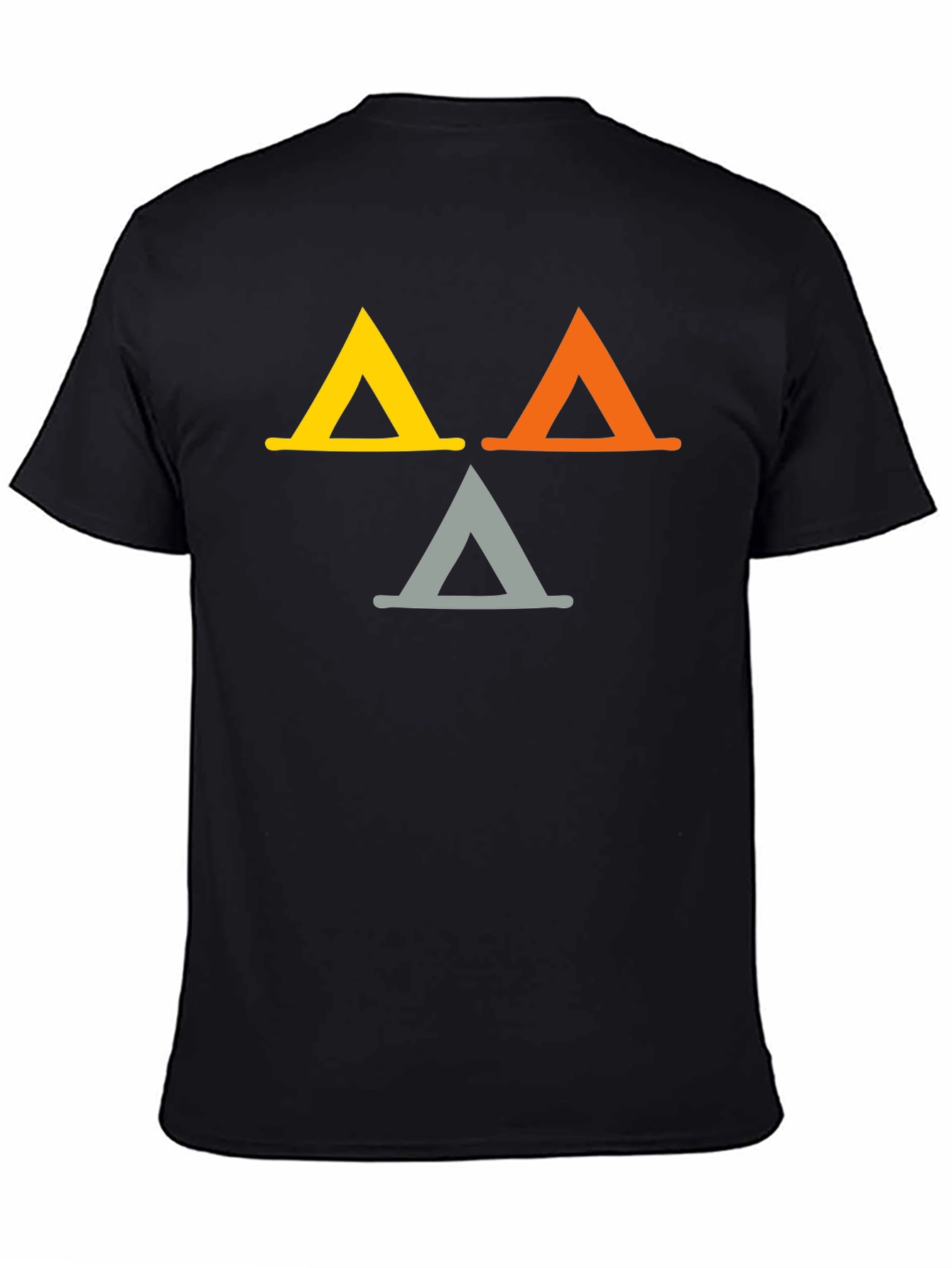 Black Geometric Triangle Graphic Tee - Casual Black T-Shirt view 4