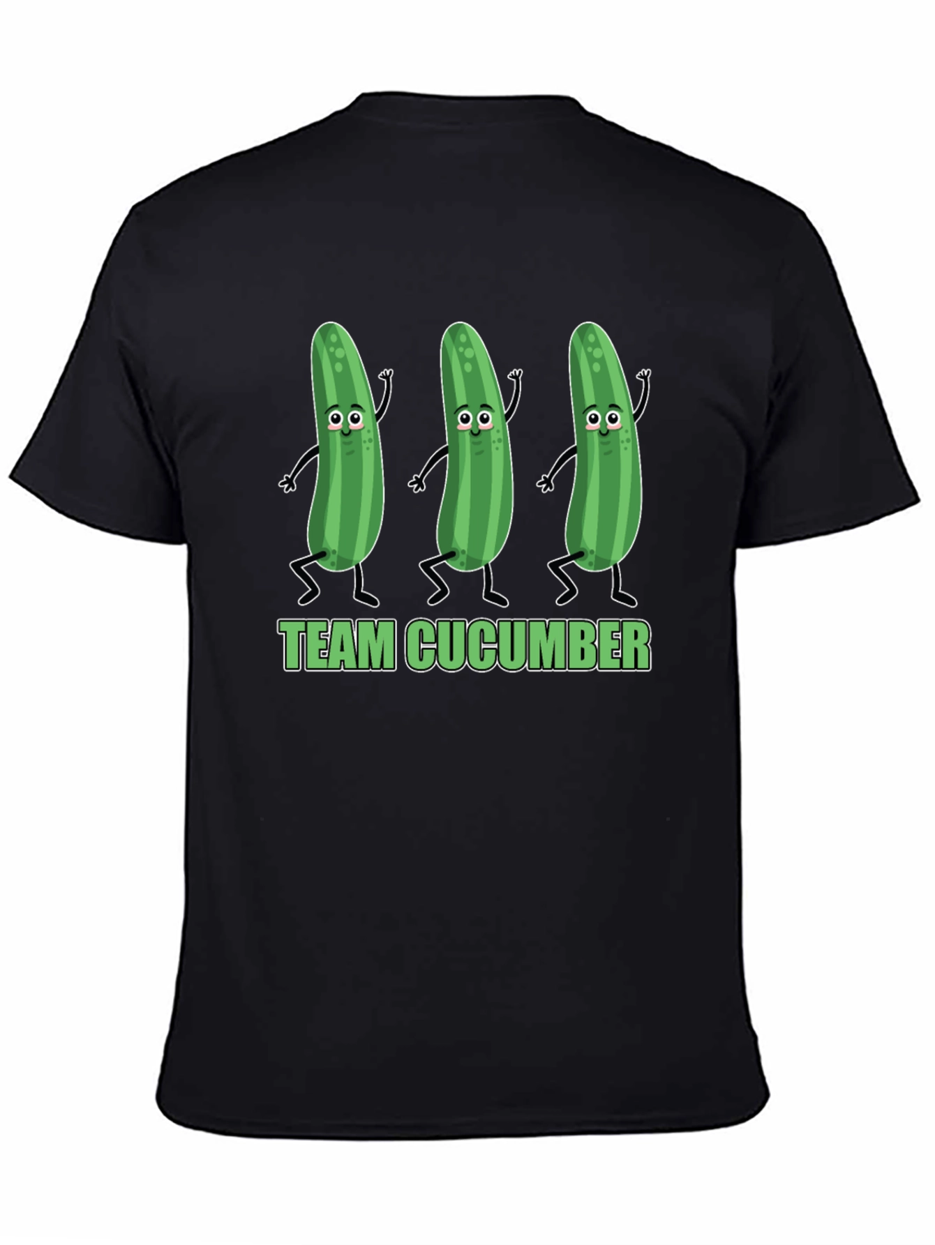 Black Funny Team Cucumber Graphic Print T-Shirt view 4