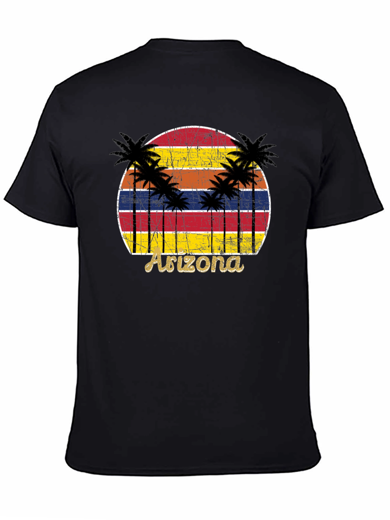 Black Arizona Sunset Palm Tree Graphic Tee view 4