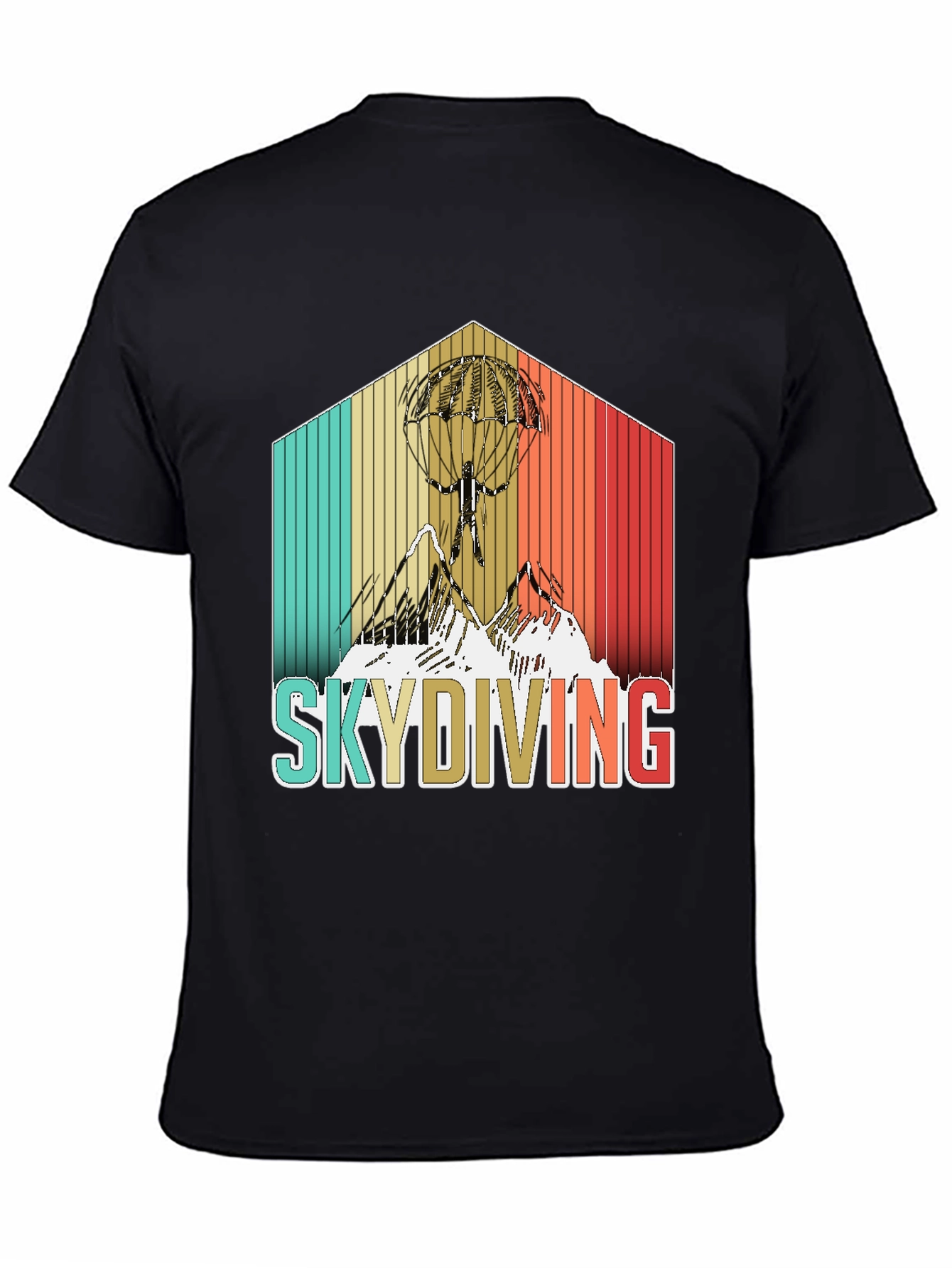 Black Retro Skydiving T-Shirt - Vintage Style Adventure Tee view 4