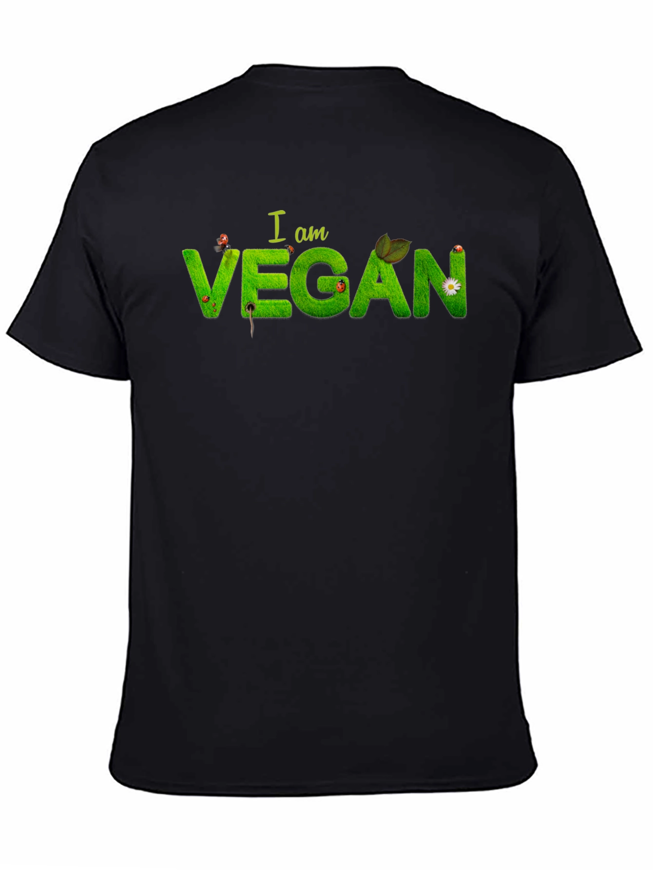 Black I am Vegan Graphic T-Shirt view 4