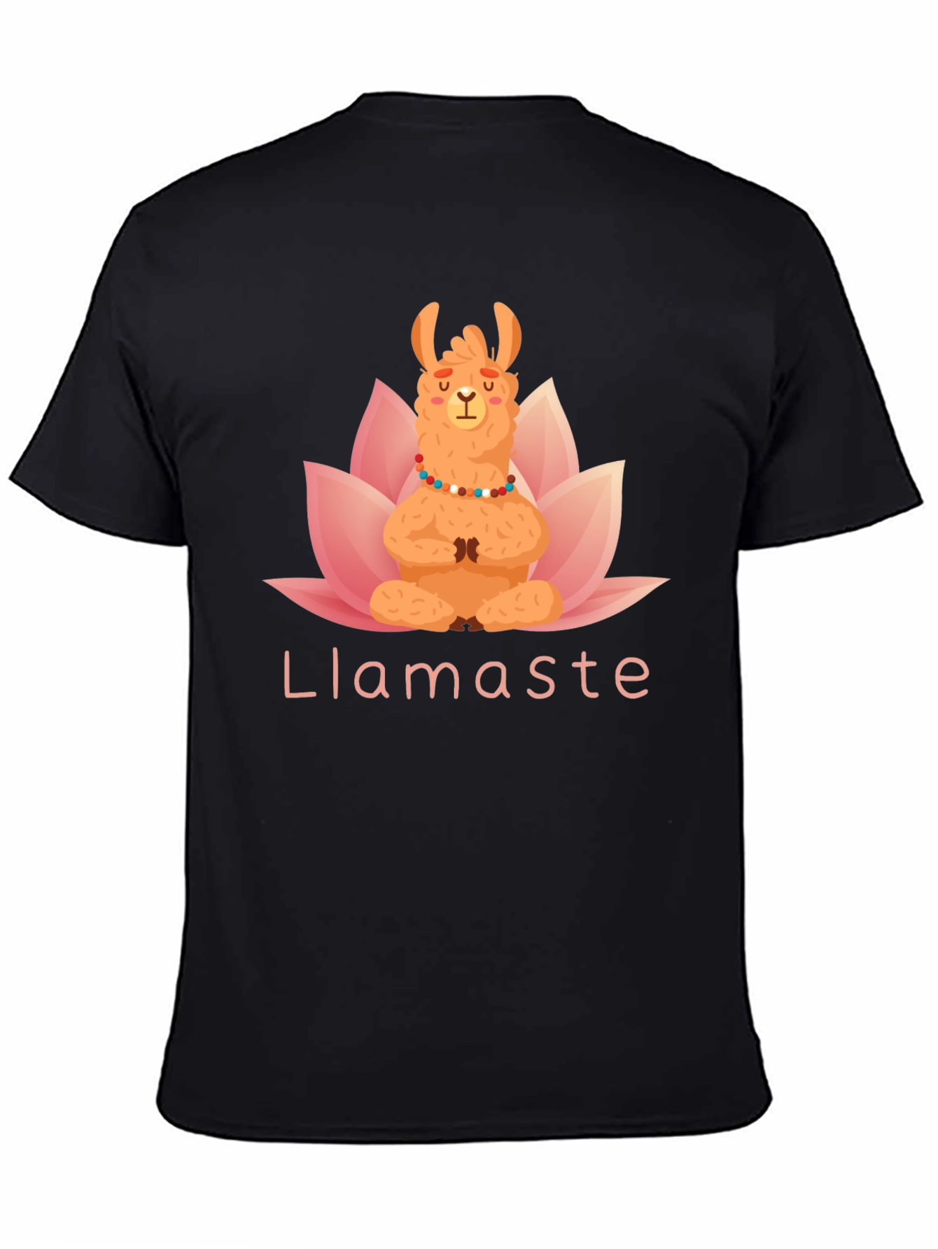 Black Llamaste Yoga T-Shirt - Meditating Llama Lotus Tee view 4