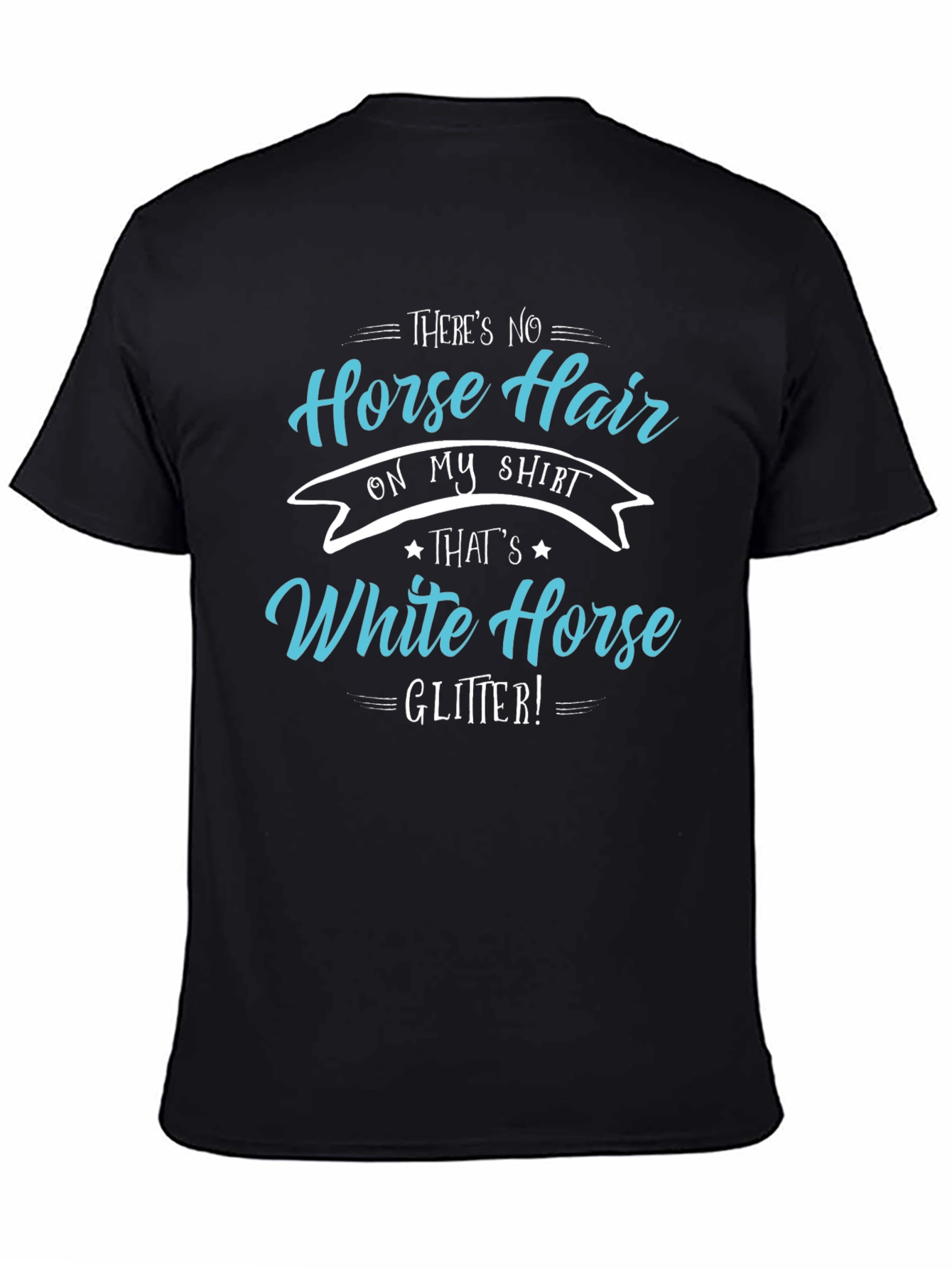 Black Horse Hair White Horse Glitter T-Shirt view 4