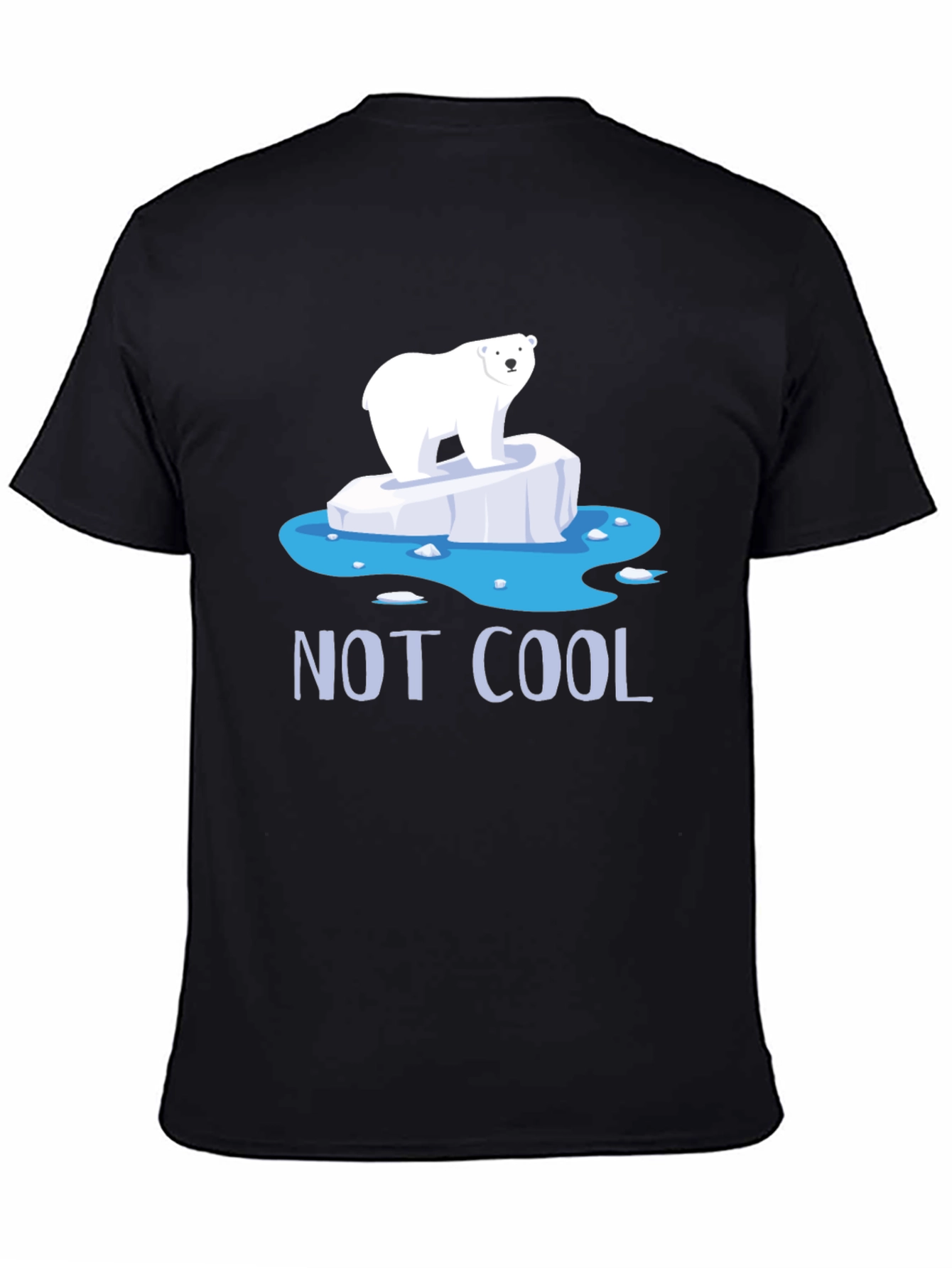 Black Not Cool Polar Bear Graphic T-Shirt - Global Warming Awareness view 4