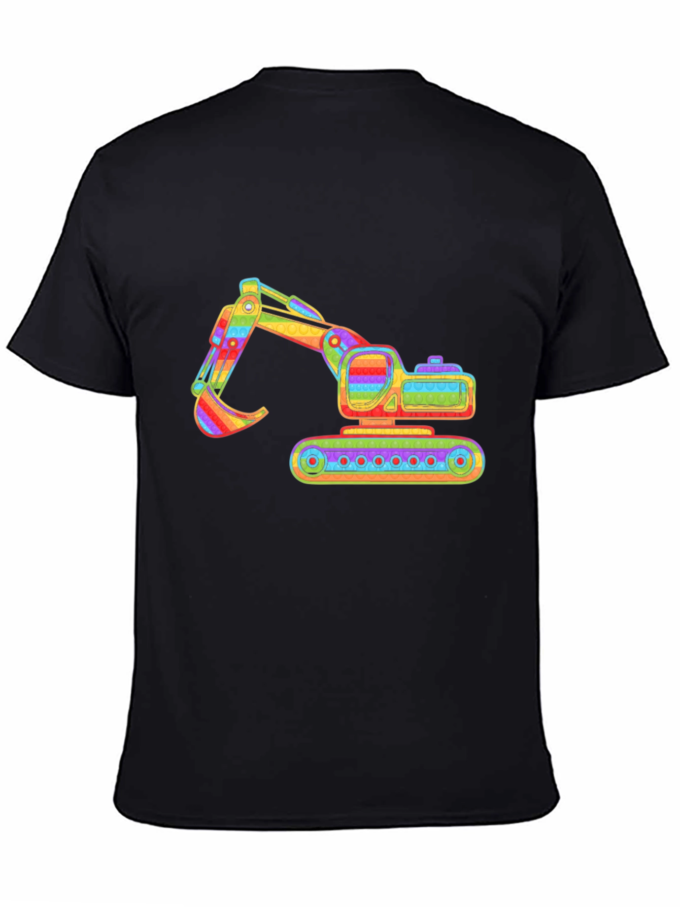 Black Rainbow Excavator Graphic Tee - Construction Shirt view 4