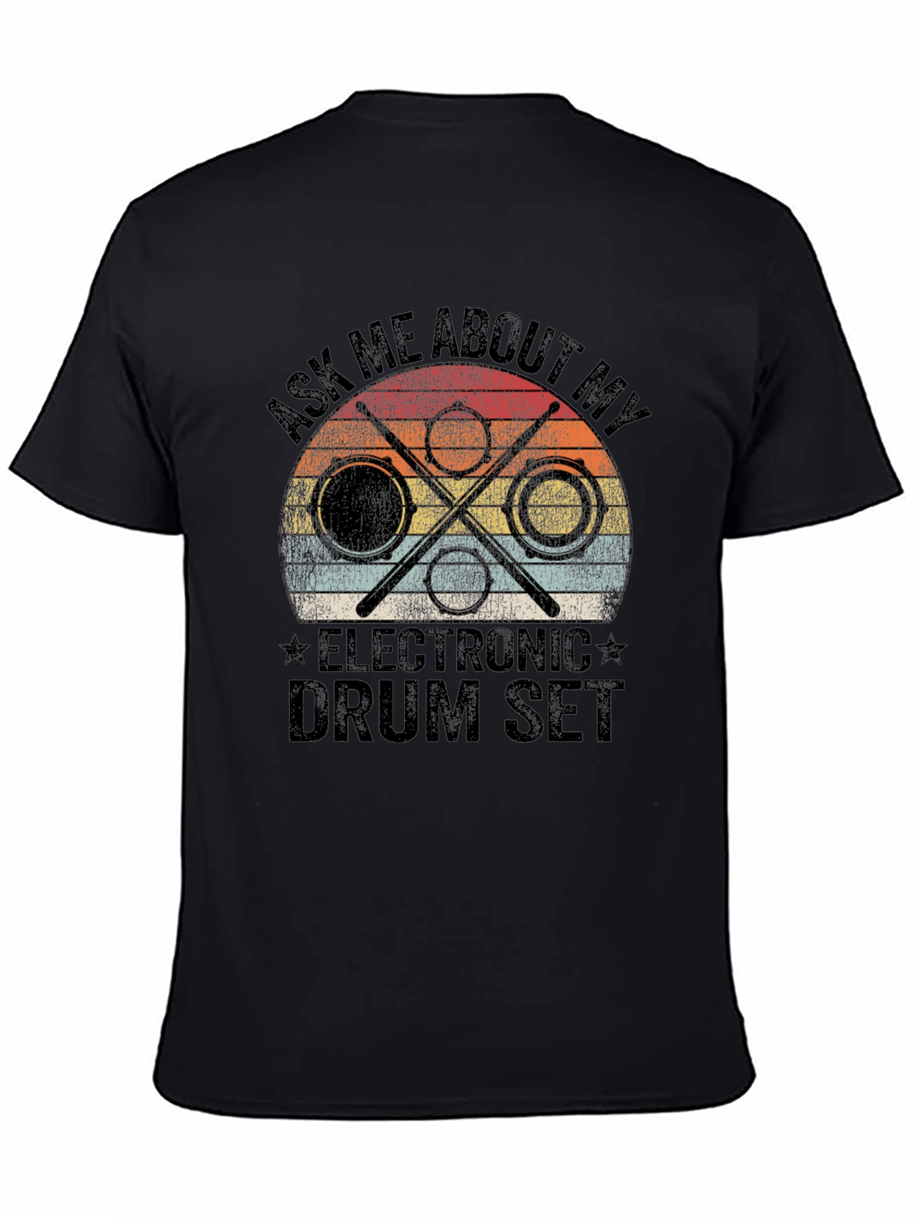 Black Electronic Drum Set T-Shirt - Musician Tee view 4
