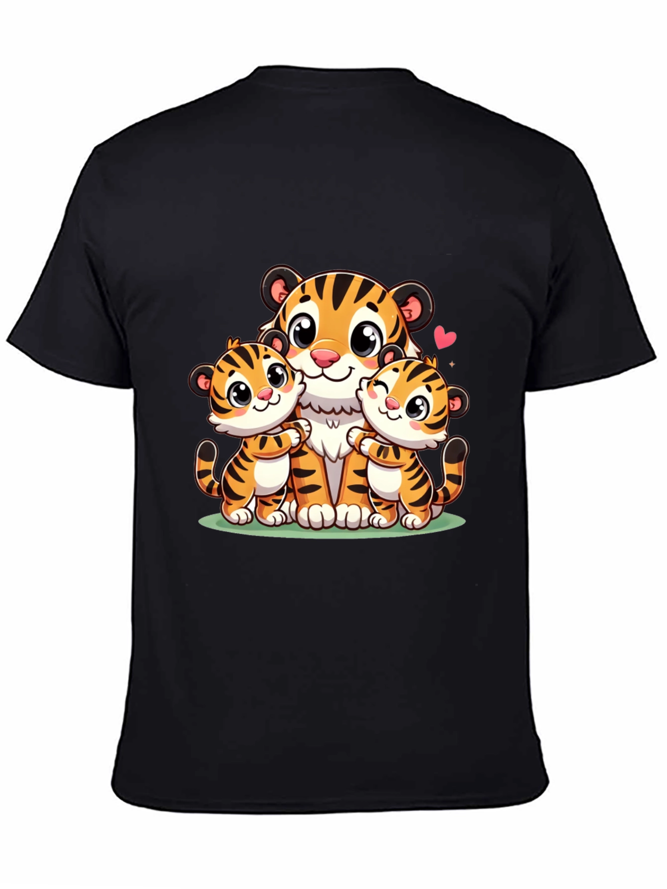 Black Cute Tiger Family Graphic T-Shirt view 4