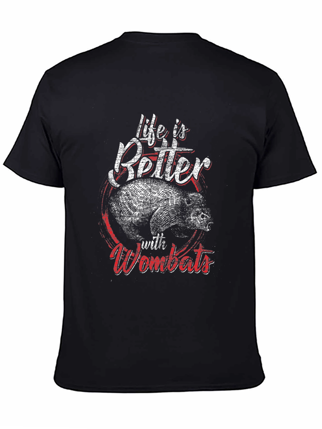 Black Life is Better with Wombats Black T-Shirt view 4