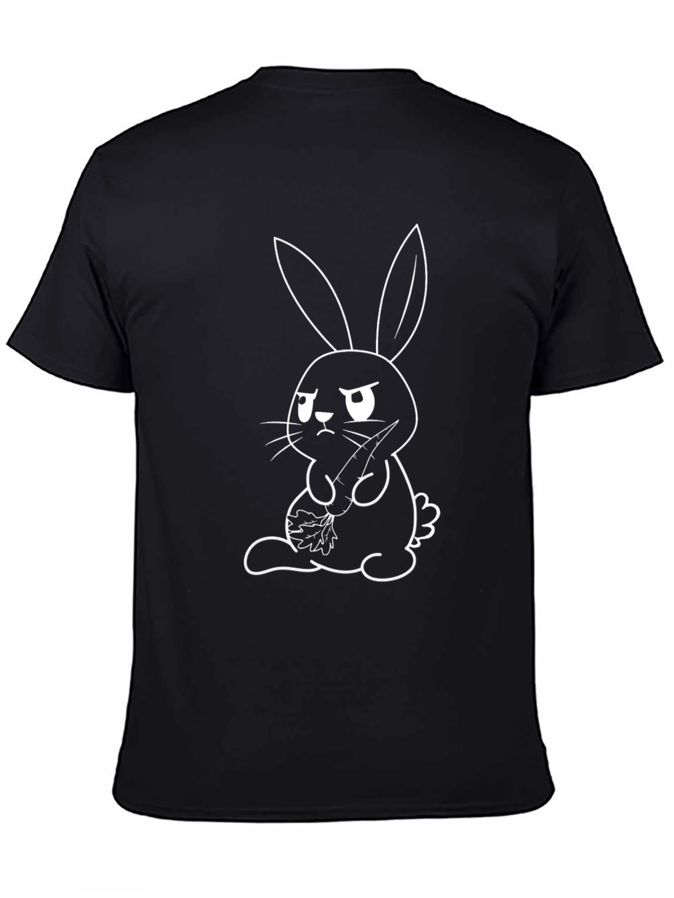 Black Grumpy Bunny Graphic T-Shirt - Cute, Funny, Black Tee view 4