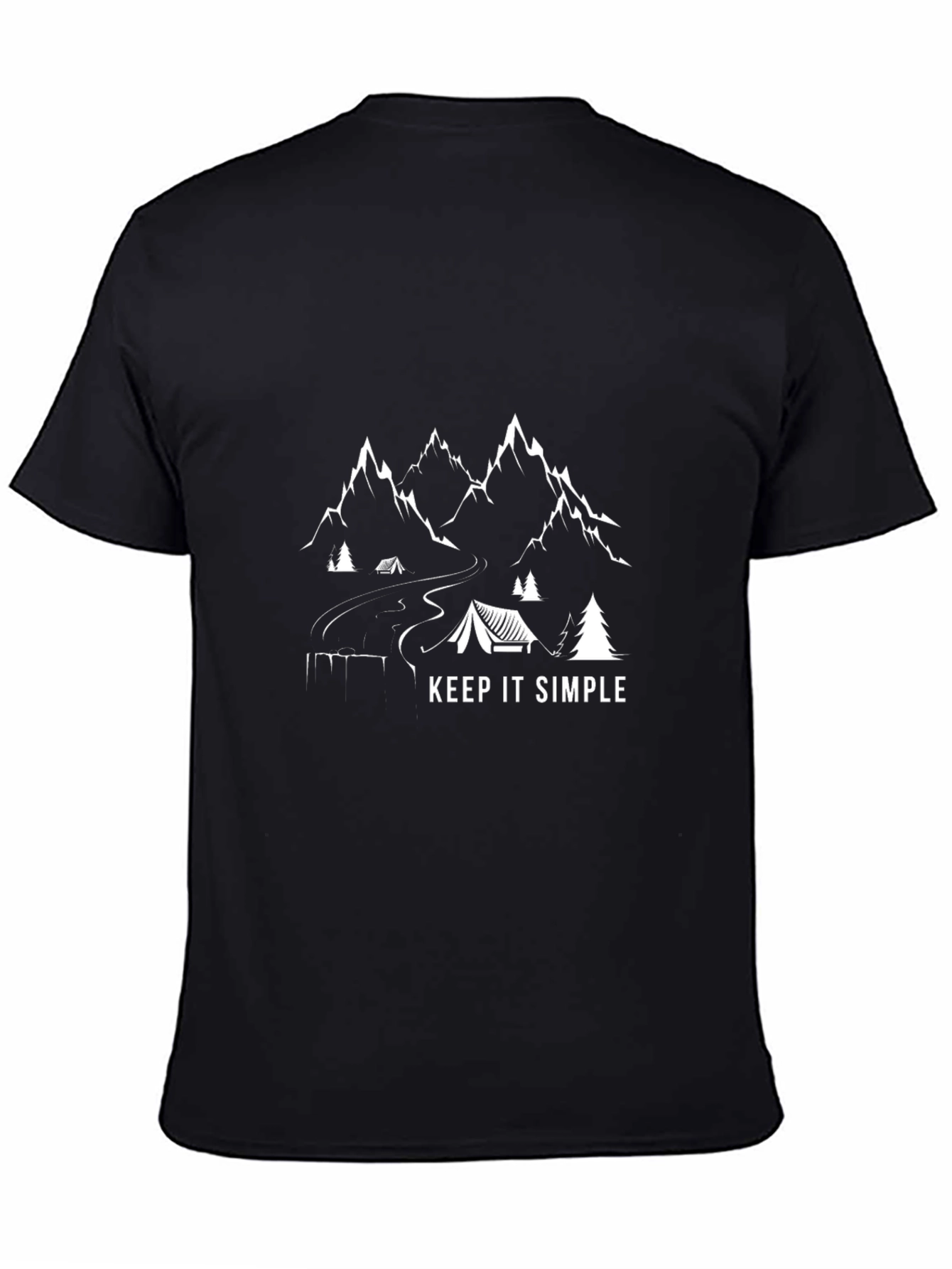 Black Keep It Simple Camping Graphic T-Shirt view 4