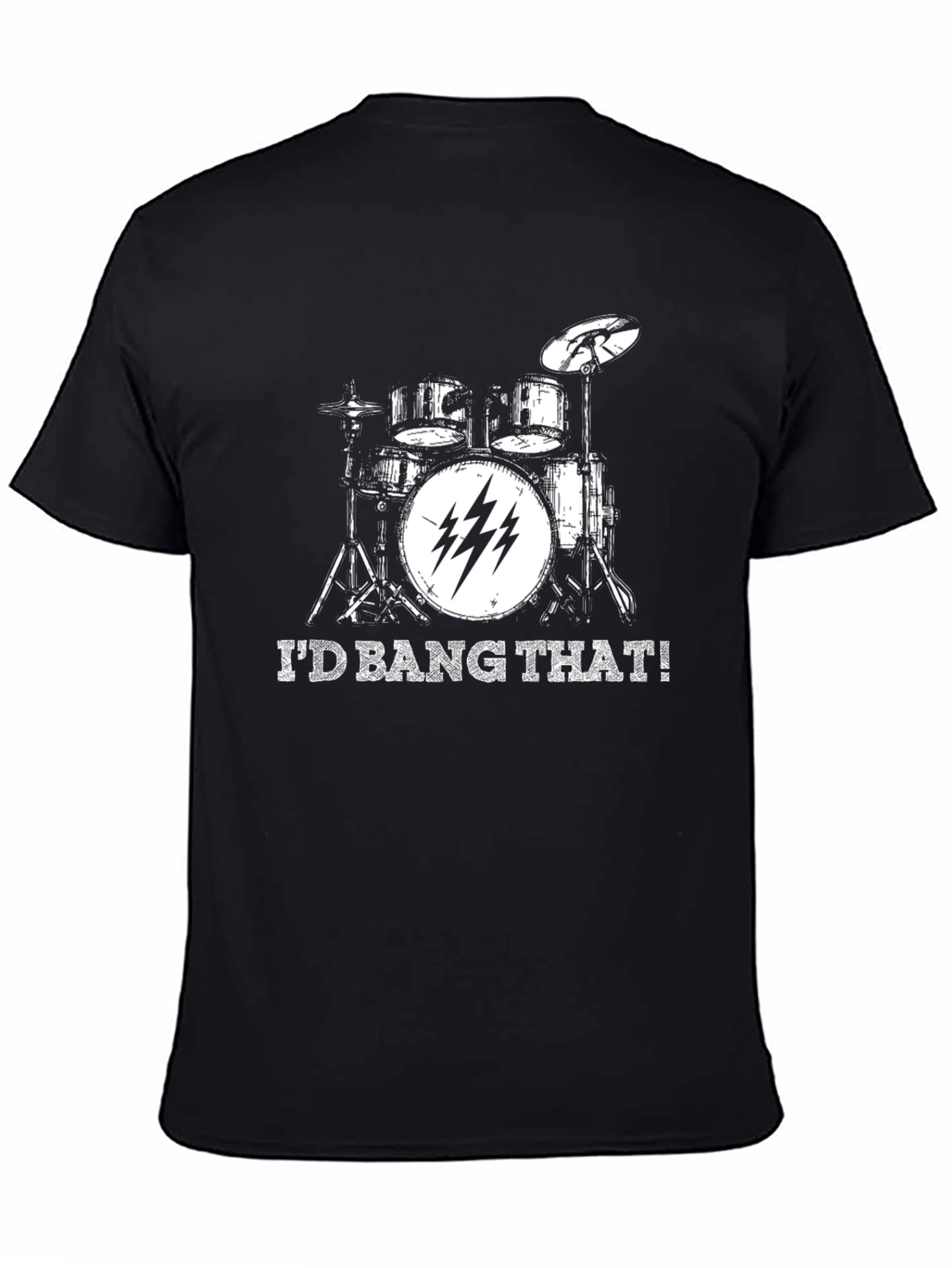 Black I'd Bang That! Drum Kit Graphic T-Shirt view 4