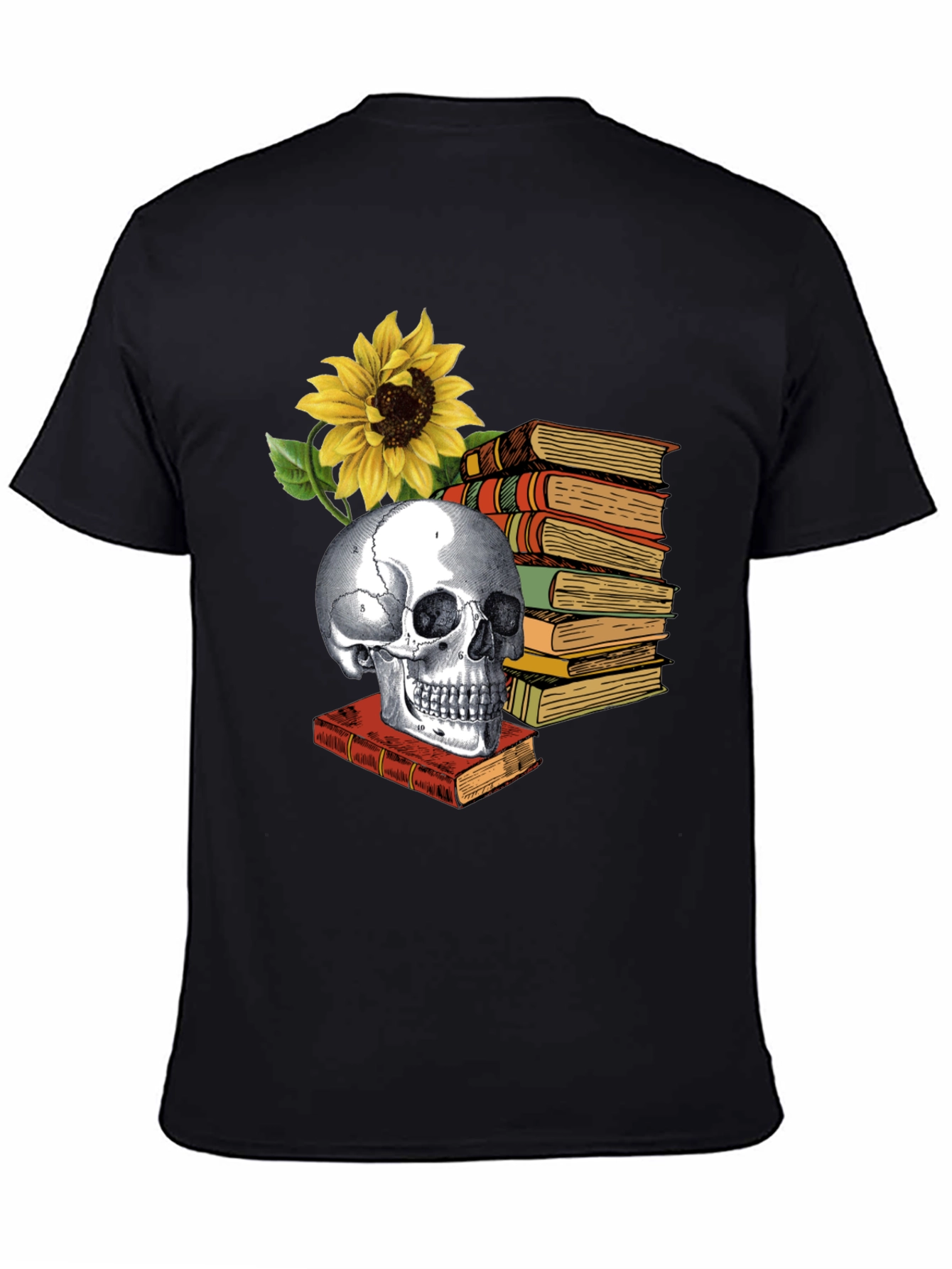 Black Skull & Books Graphic Tee - Read in Peace view 4