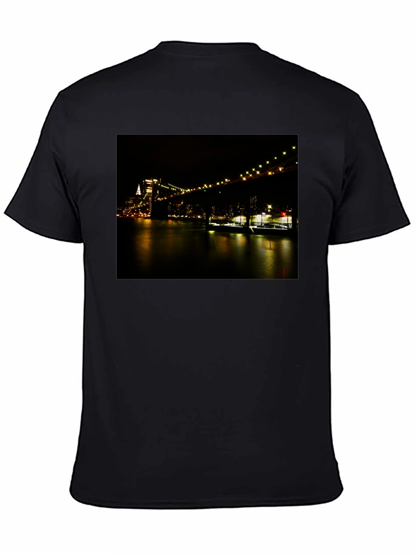 Black Night Lights Bridge T-Shirt view 4