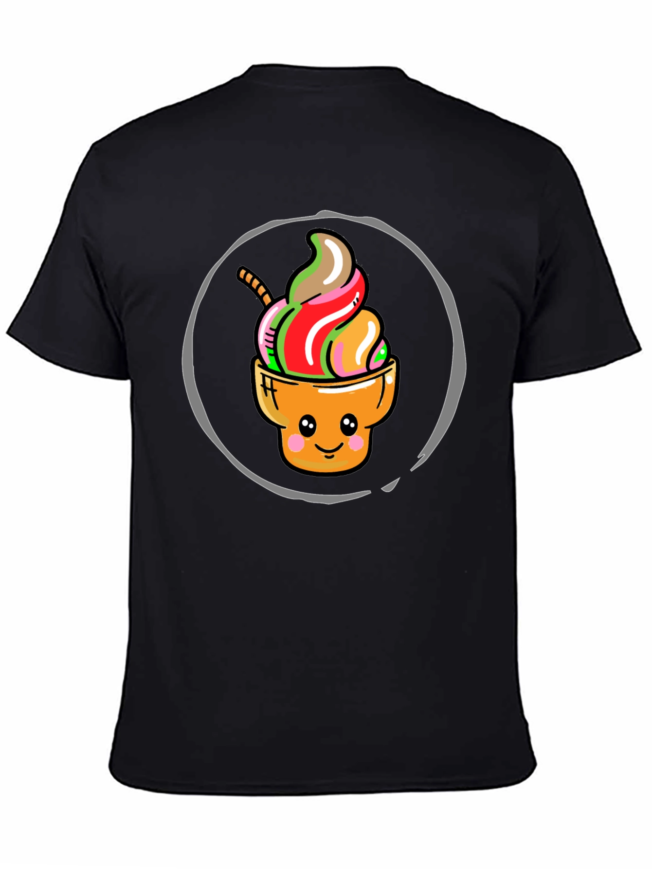 Black Cute Ice Cream Cone Graphic T-Shirt view 4