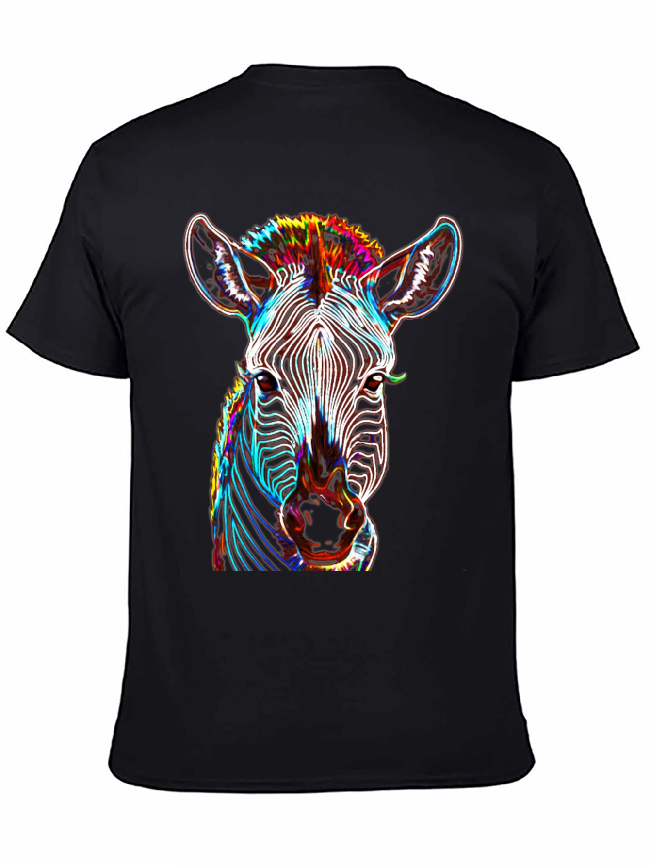 Black Zebra Graphic Tee - Bold Neon Animal Print view 4