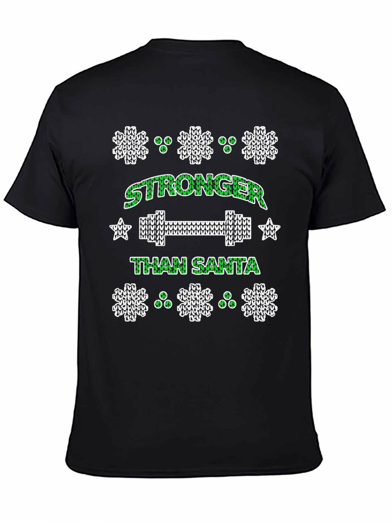 Black Stronger Than Santa Holiday Workout T-Shirt view 4