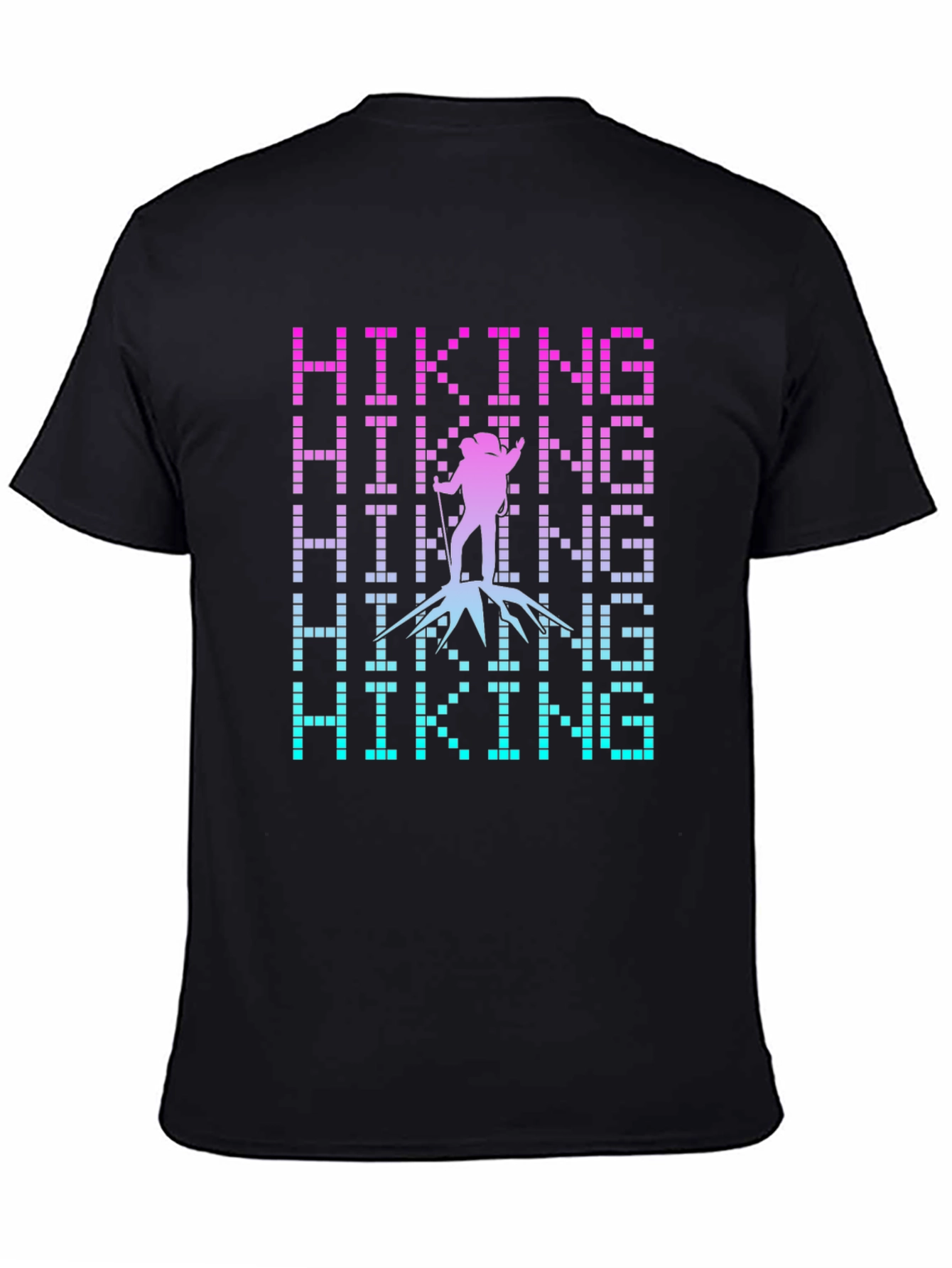 Black Hiking Pixel Art Graphic Tee - Black view 4