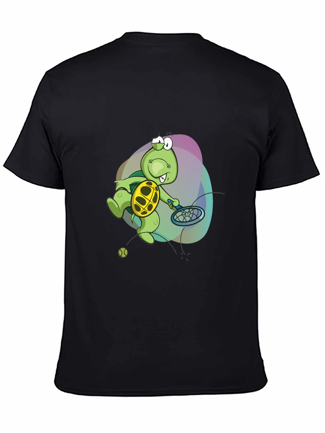Black Turtle Tennis T-Shirt - Fun Cartoon Graphic Tee view 4