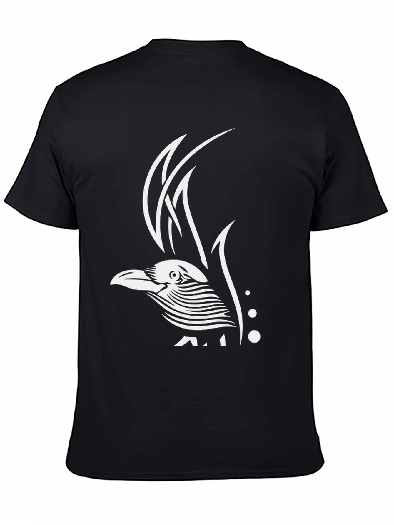 Black Raven Graphic Tee - Black Cotton Bird Design T-Shirt view 4