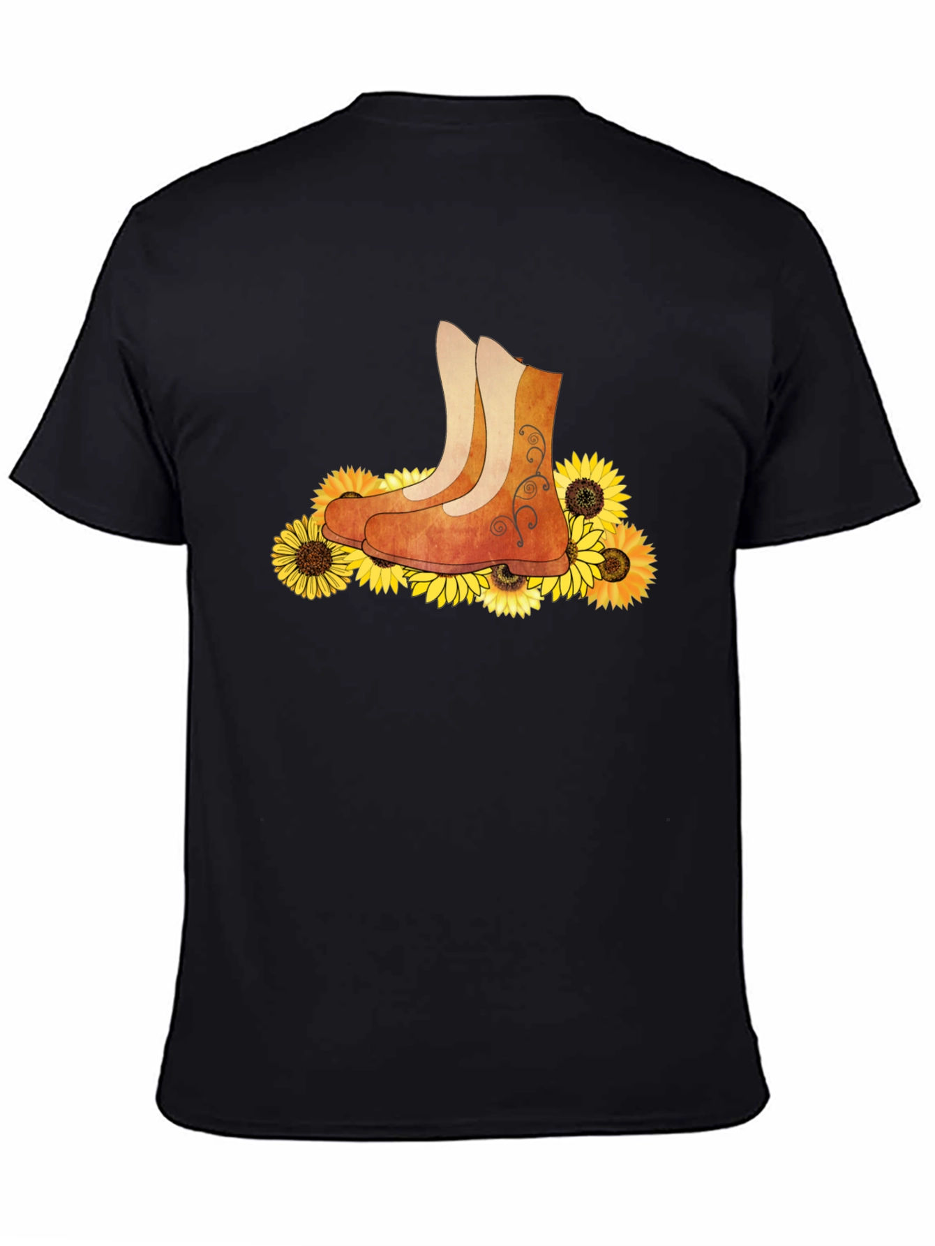 Black Sunflower Boots Graphic T-Shirt view 4