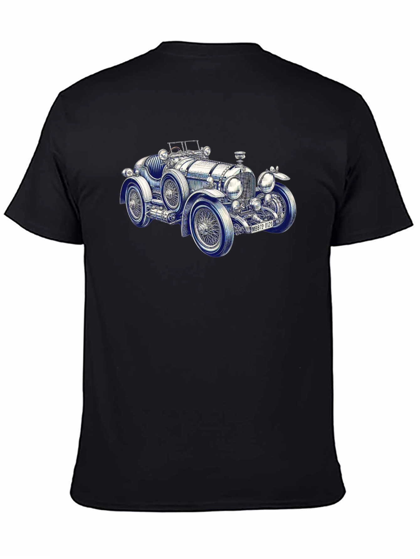 Black Classic Car Graphic T-Shirt - Vintage Automobile Tee view 4