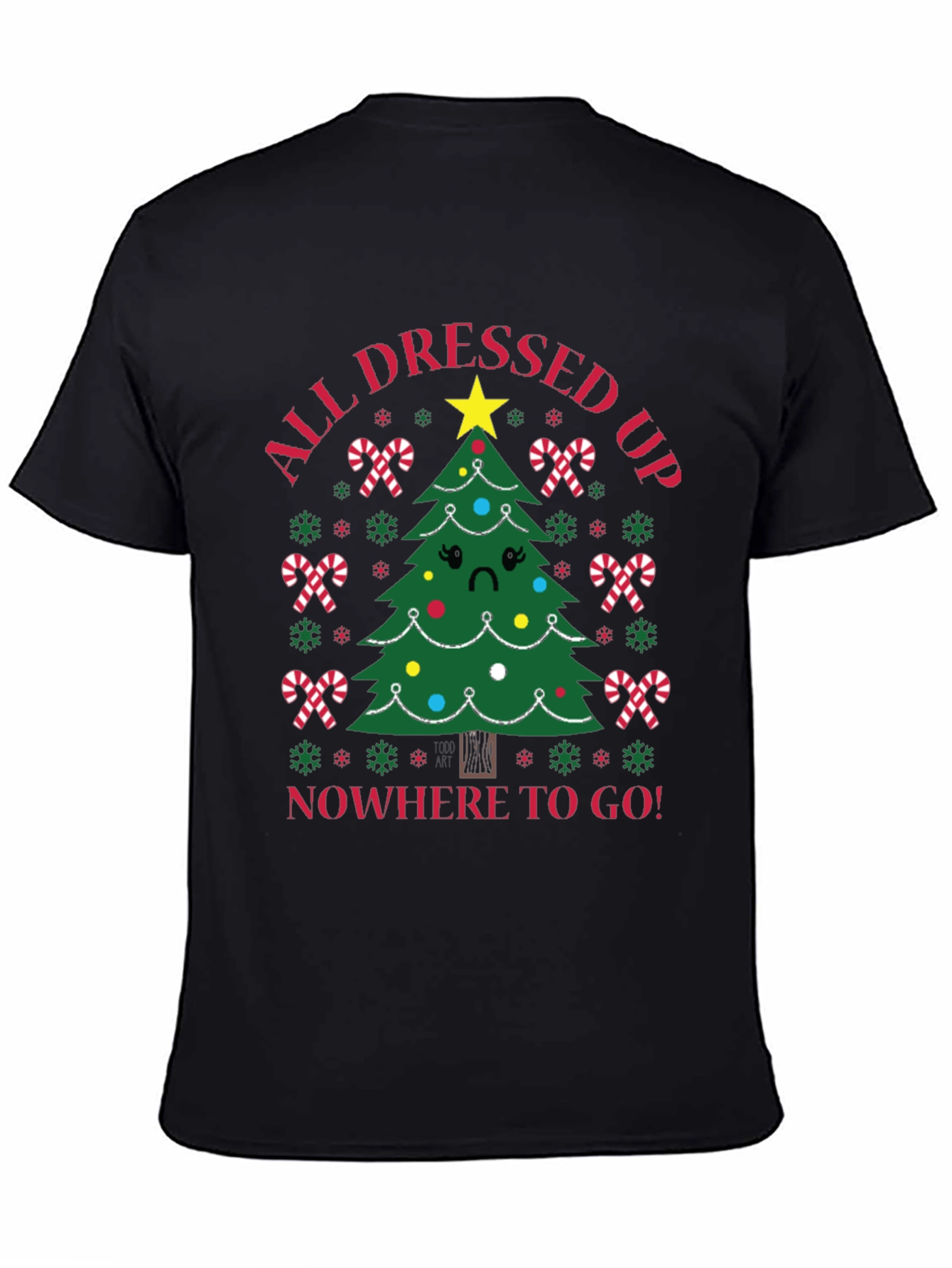 Black Sad Tree Holiday T-Shirt view 4