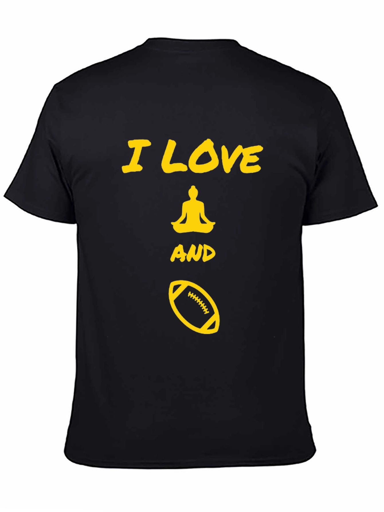 Black I Love Yoga and Football Black Graphic Tee view 4