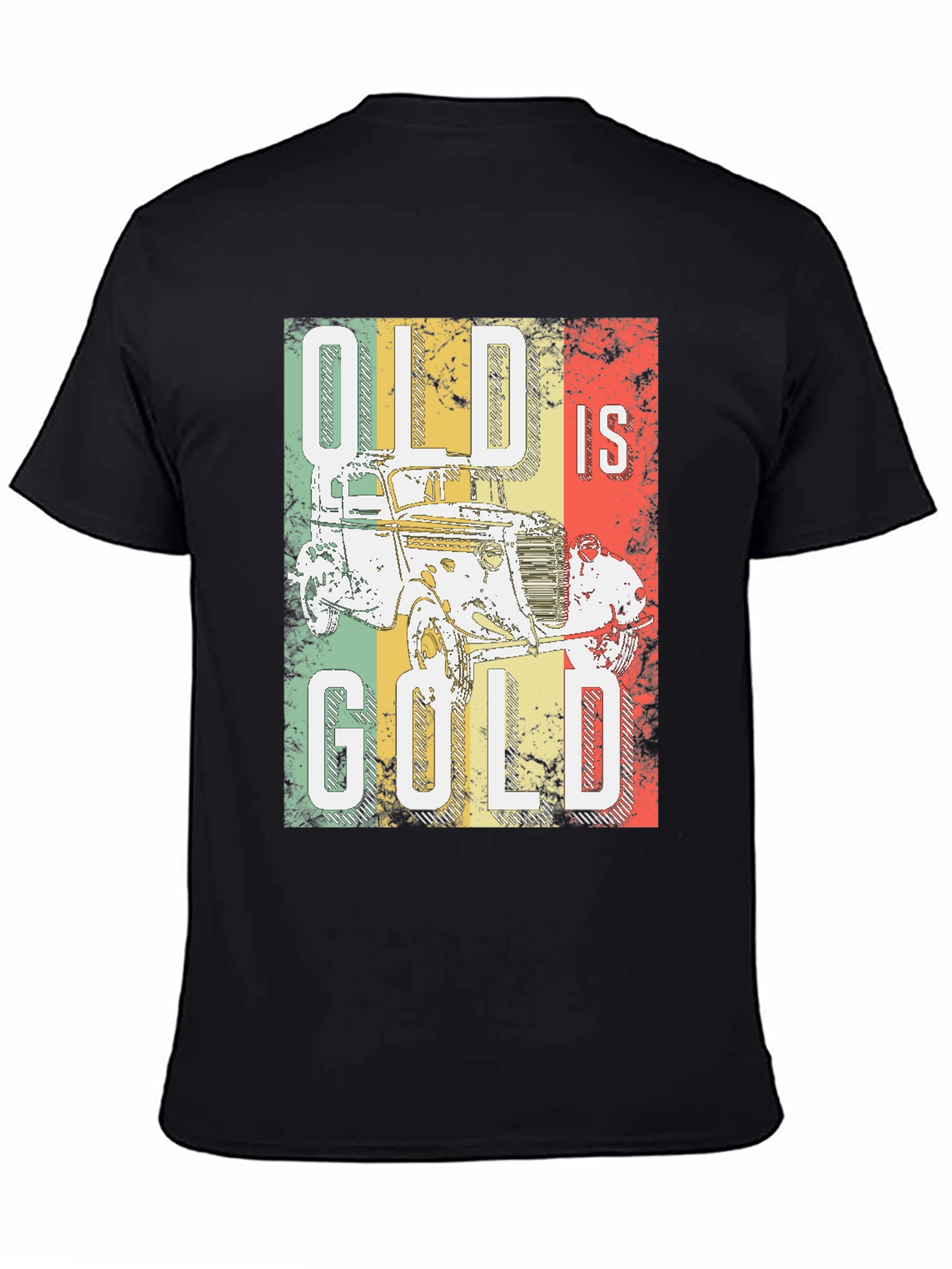 Black Vintage Car T-Shirt - Old is Gold Tee view 4