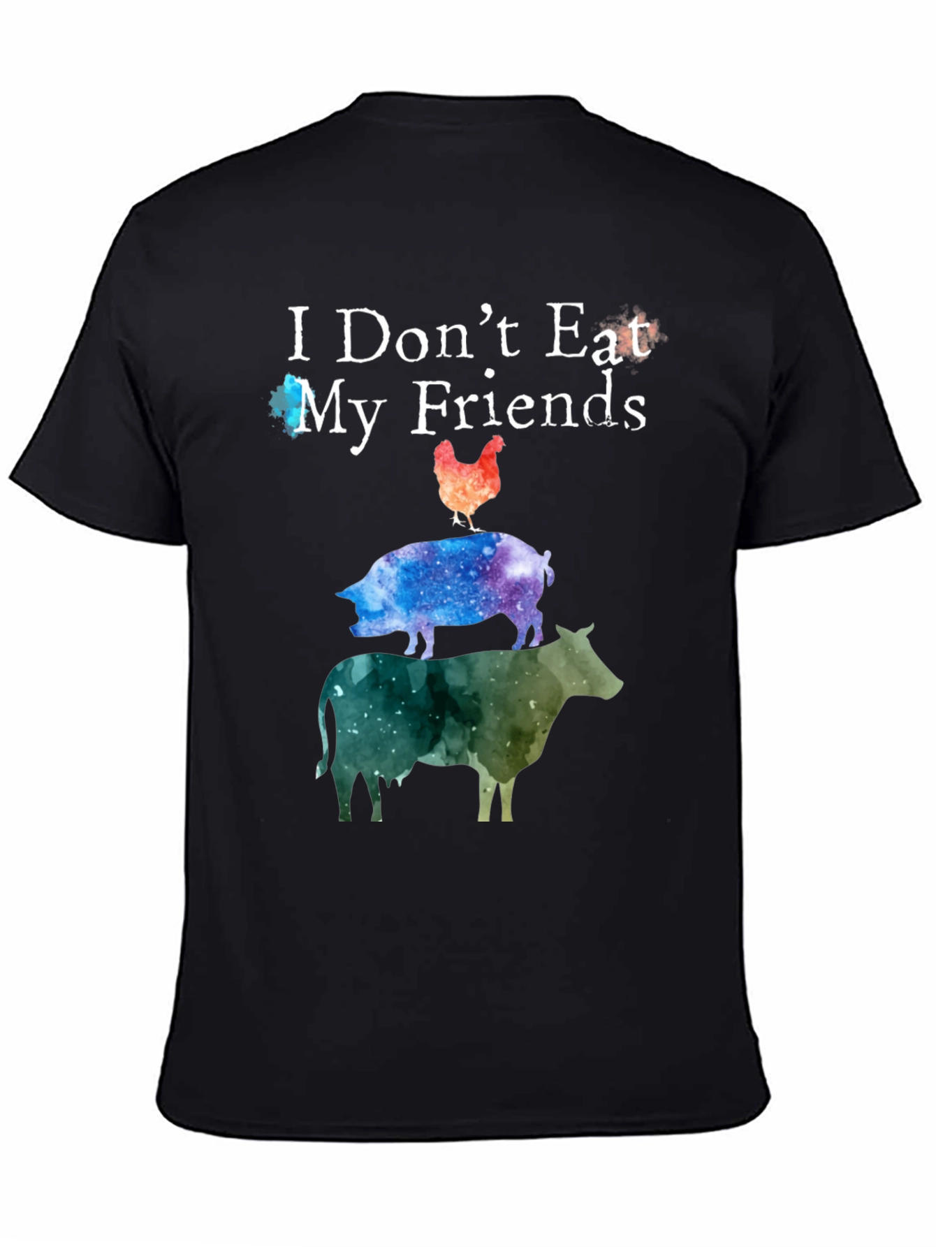 Black Vegan T-Shirt - I Don't Eat My Friends view 4