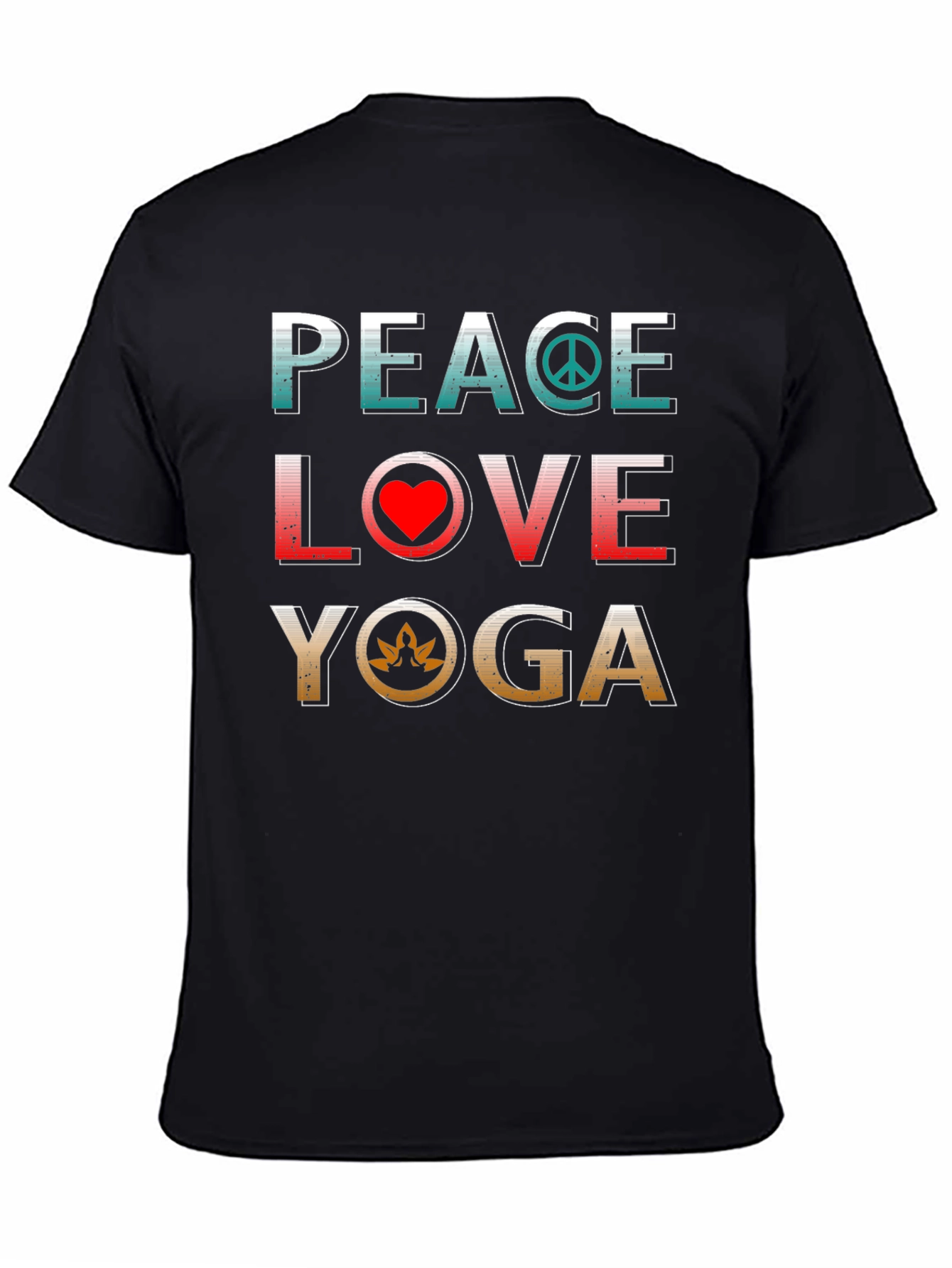 Black Peace Love Yoga T-Shirt view 4