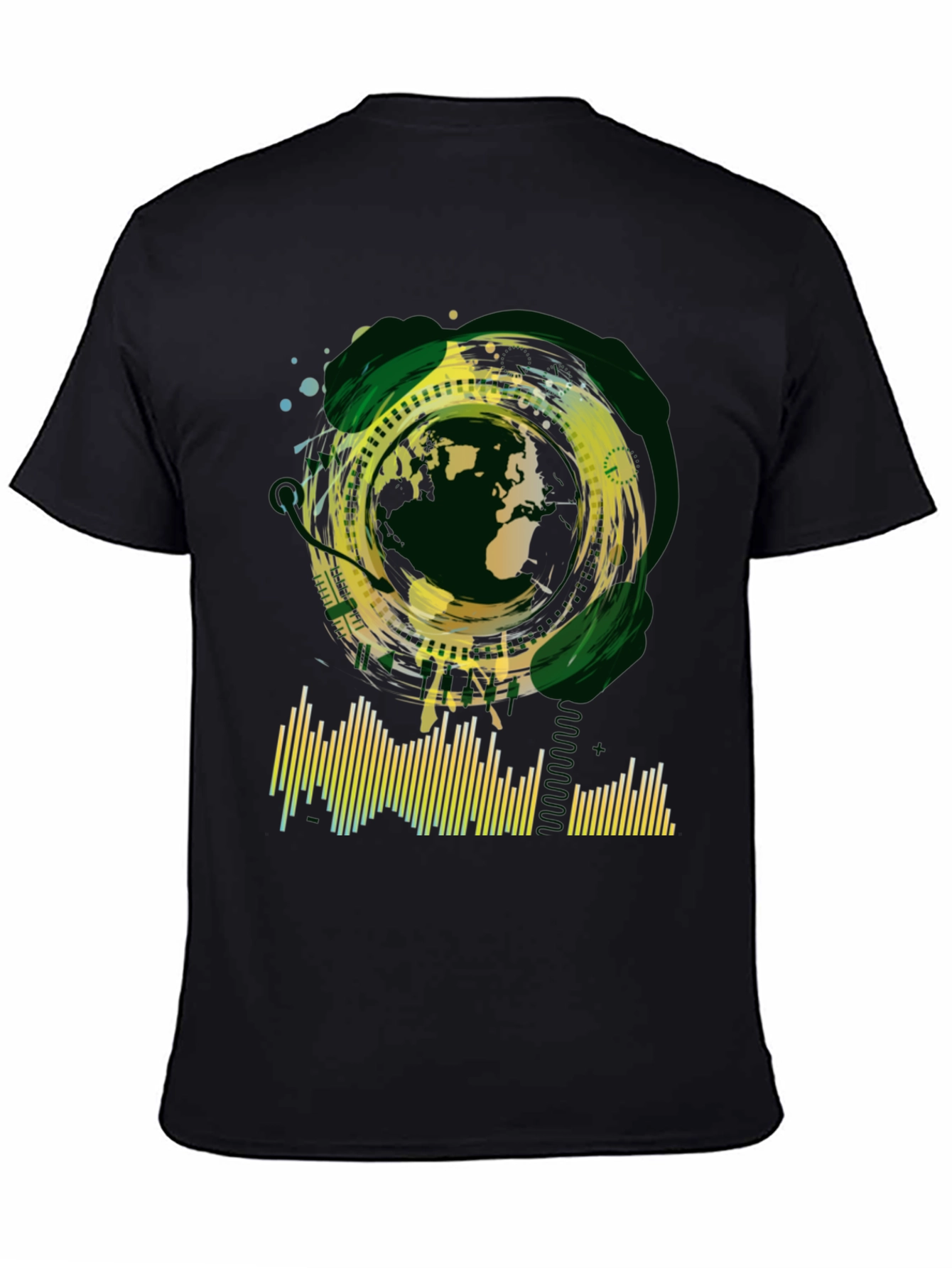 Black Abstract Globe Graphic Tee - Black view 4