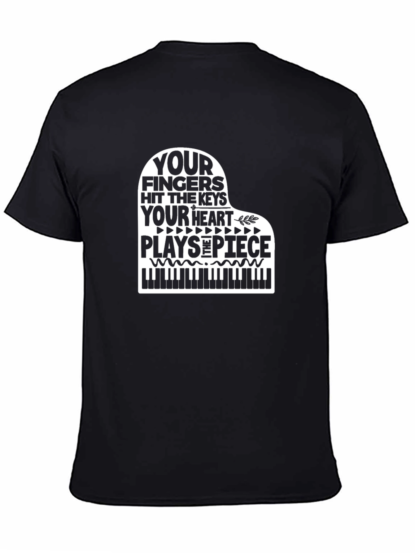 Black Piano Heartbeat T-Shirt - Music Lover Tee view 4