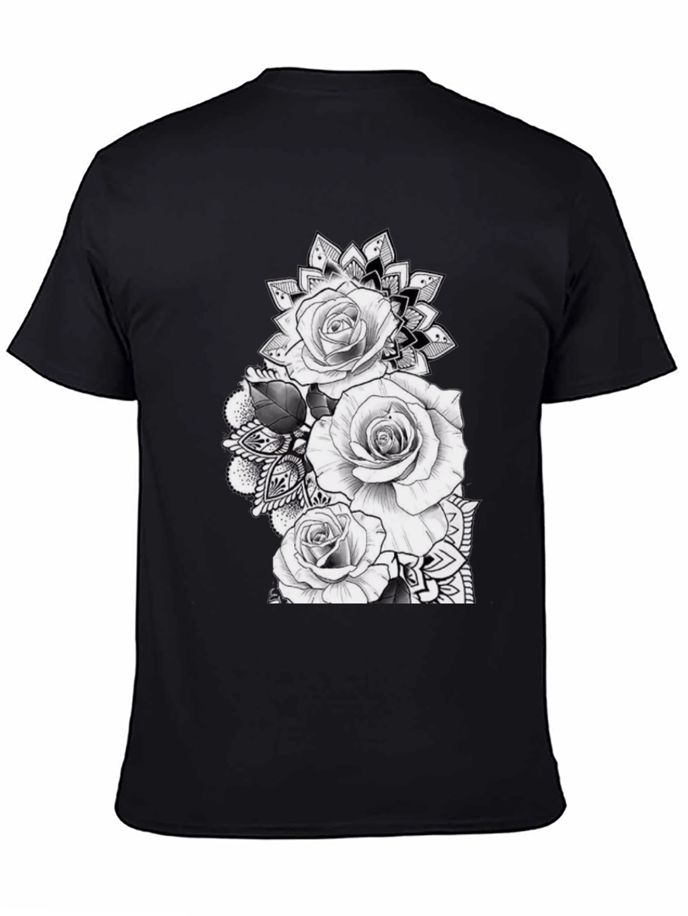 Black Black Rose Mandala Graphic Tee view 4