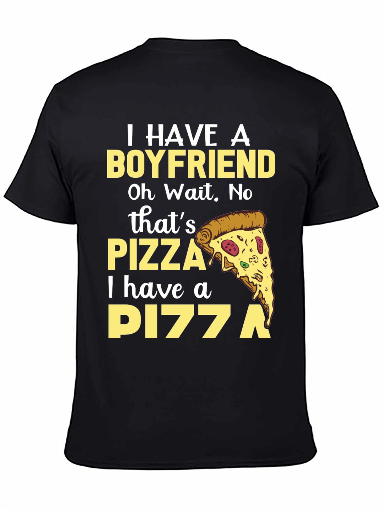 Black Pizza Lover Tee - Boyfriend Replacement T-Shirt view 4