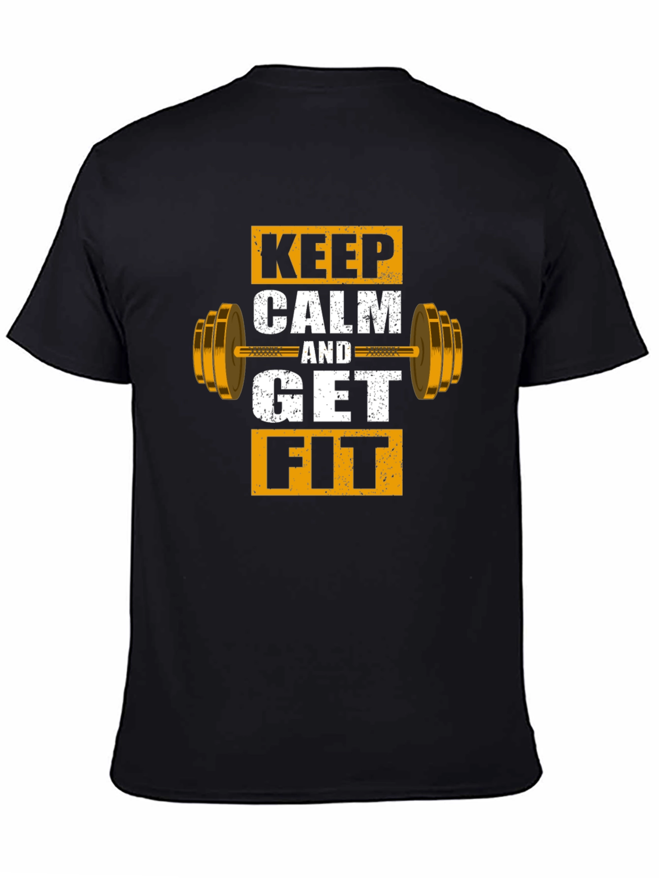Black Keep Calm and Get Fit Graphic T-Shirt view 4