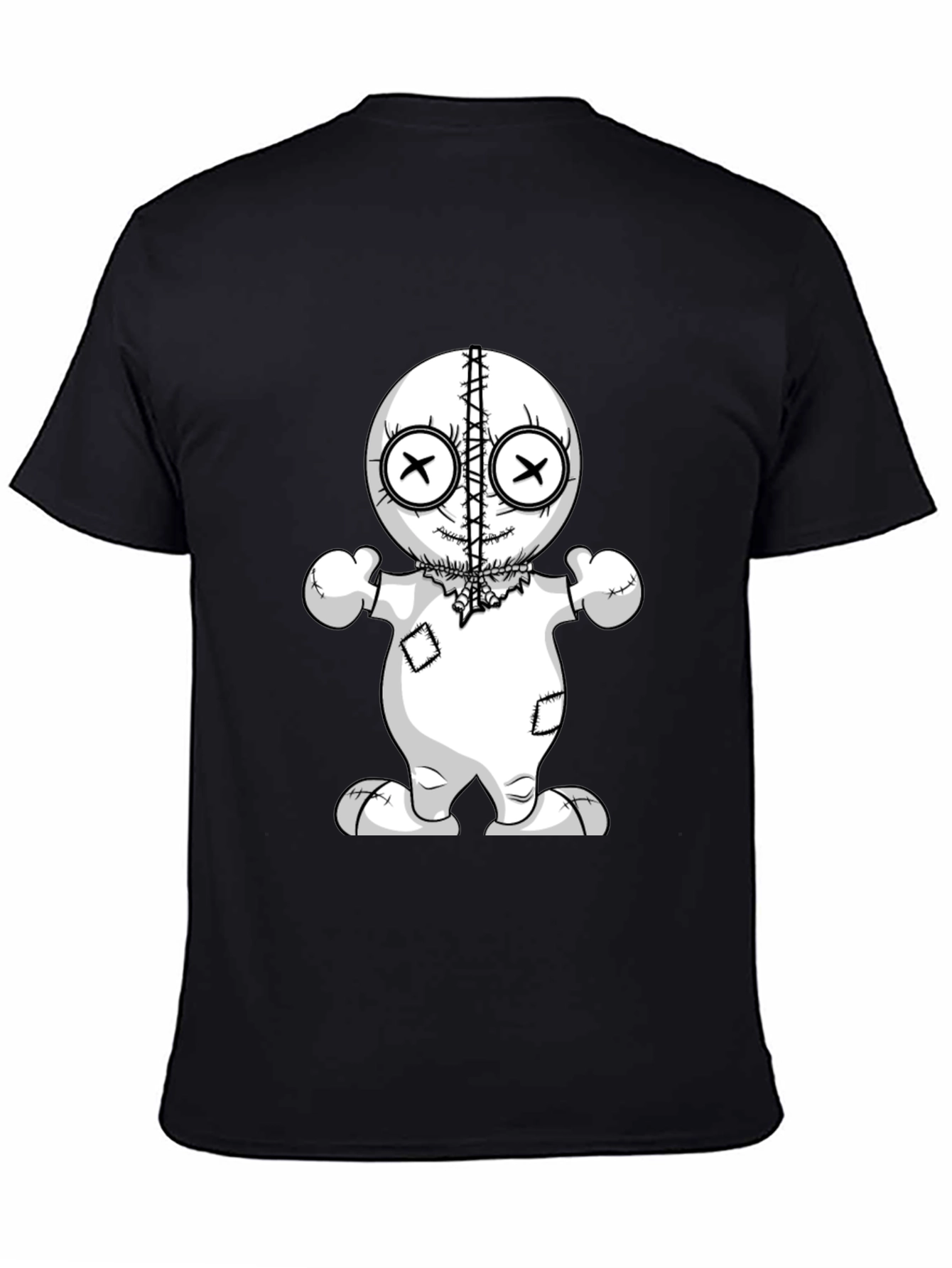 Black Voodoo Doll Graphic Tee - Unisex Black T-Shirt view 4