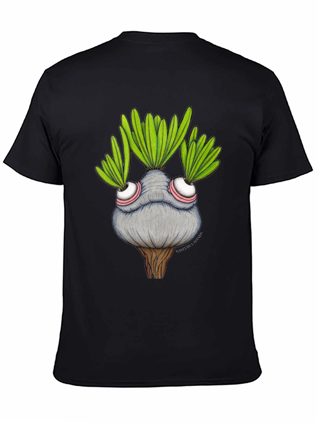 Black Whimsical Plant Character Graphic T-Shirt view 4