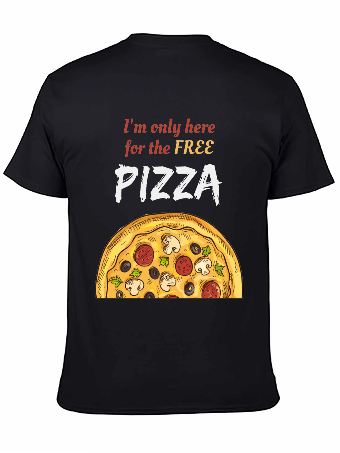 Black Free Pizza T-Shirt - Funny Foodie Tee view 4