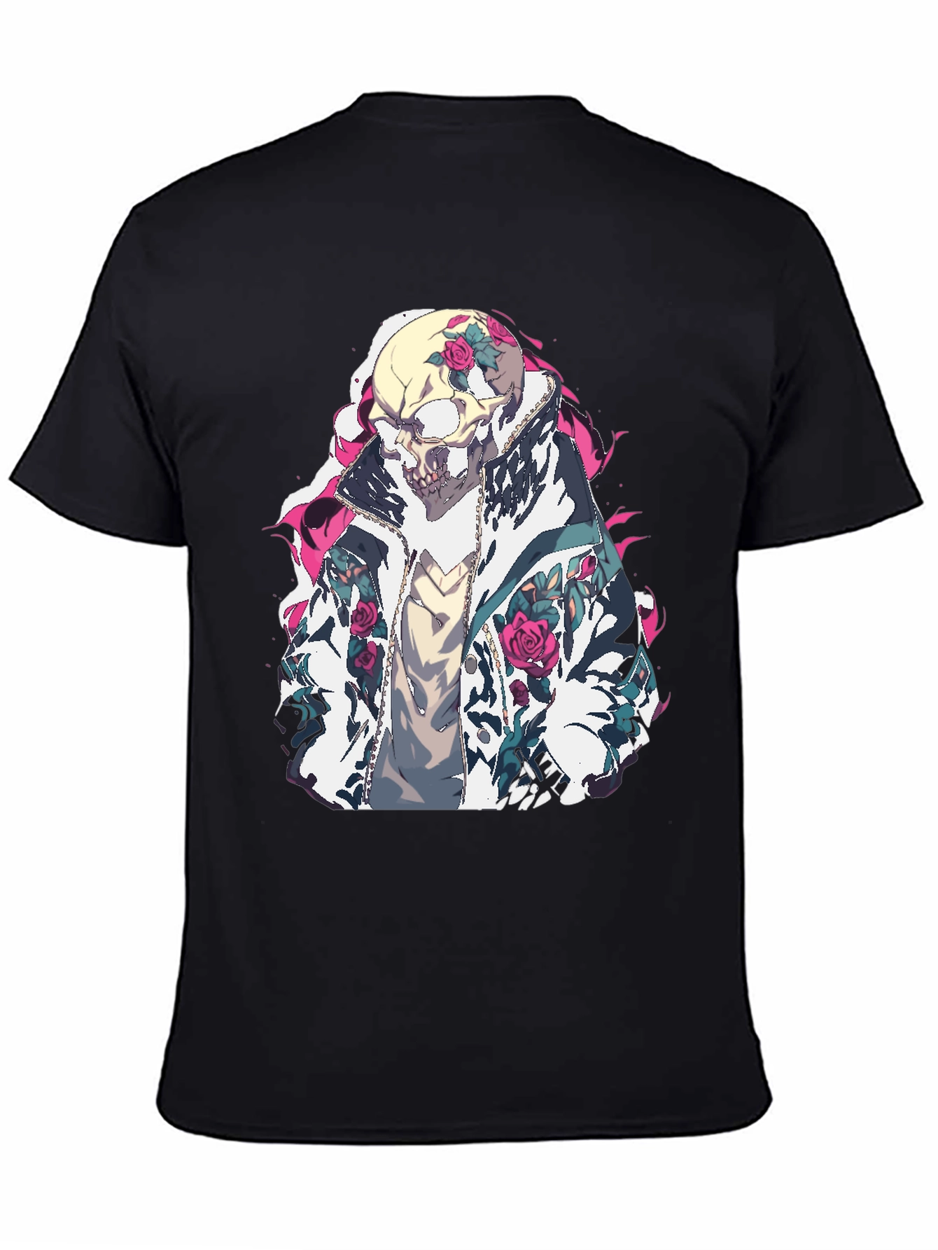 Black Skull & Roses Graphic T-Shirt view 4