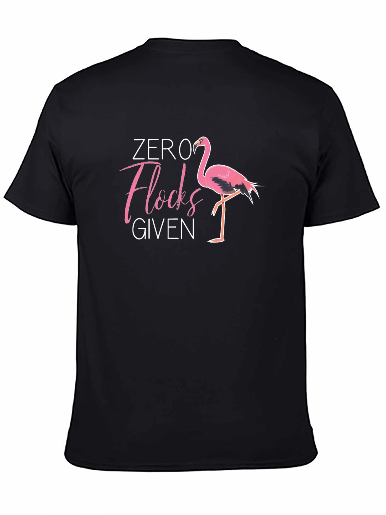 Black Zero Flocks Given Black T-Shirt with Flamingo view 4