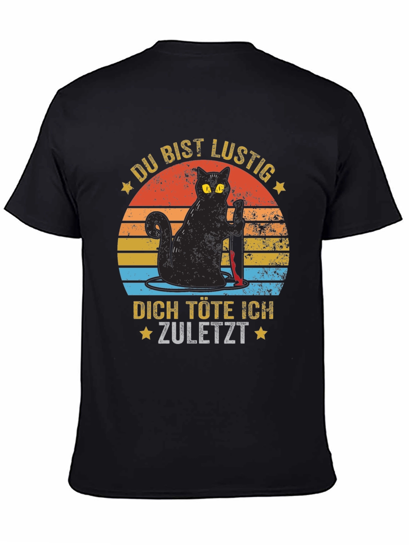 Black Funny Cat Graphic T-Shirt - German Saying view 4