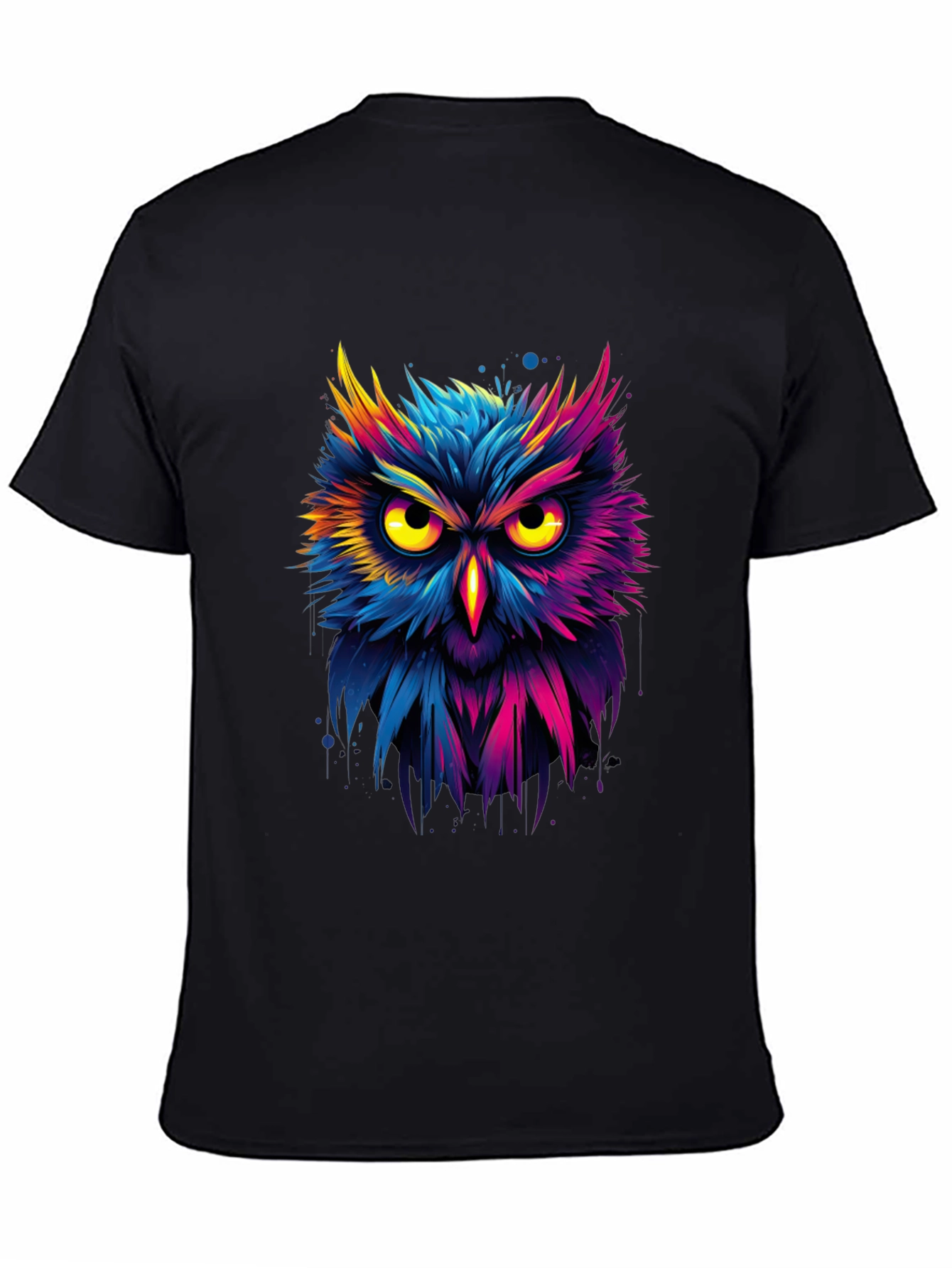 Black Vibrant Owl Graphic T-Shirt - Unique Design view 4