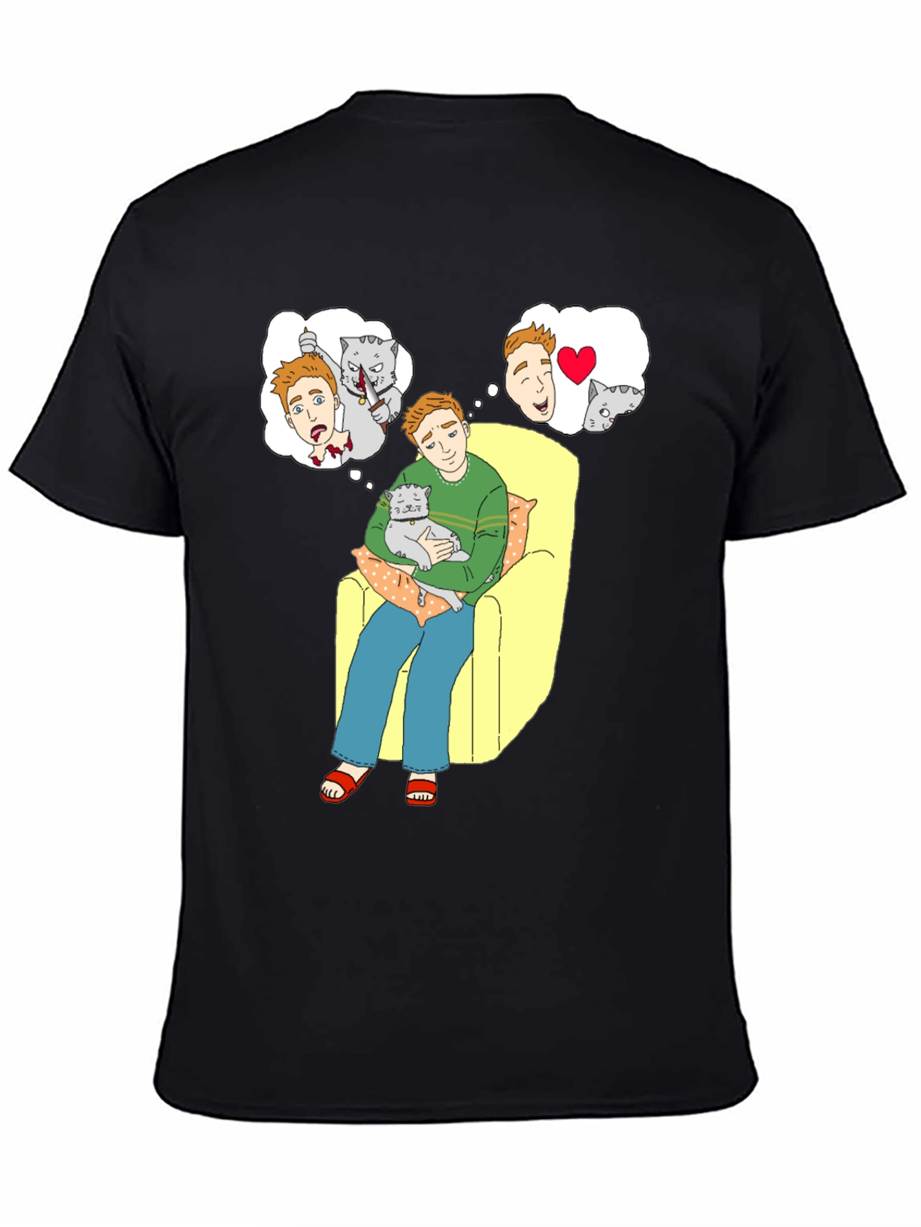 Black Cat Lover T-Shirt: Cartoon Cat Owner's Dreams view 4