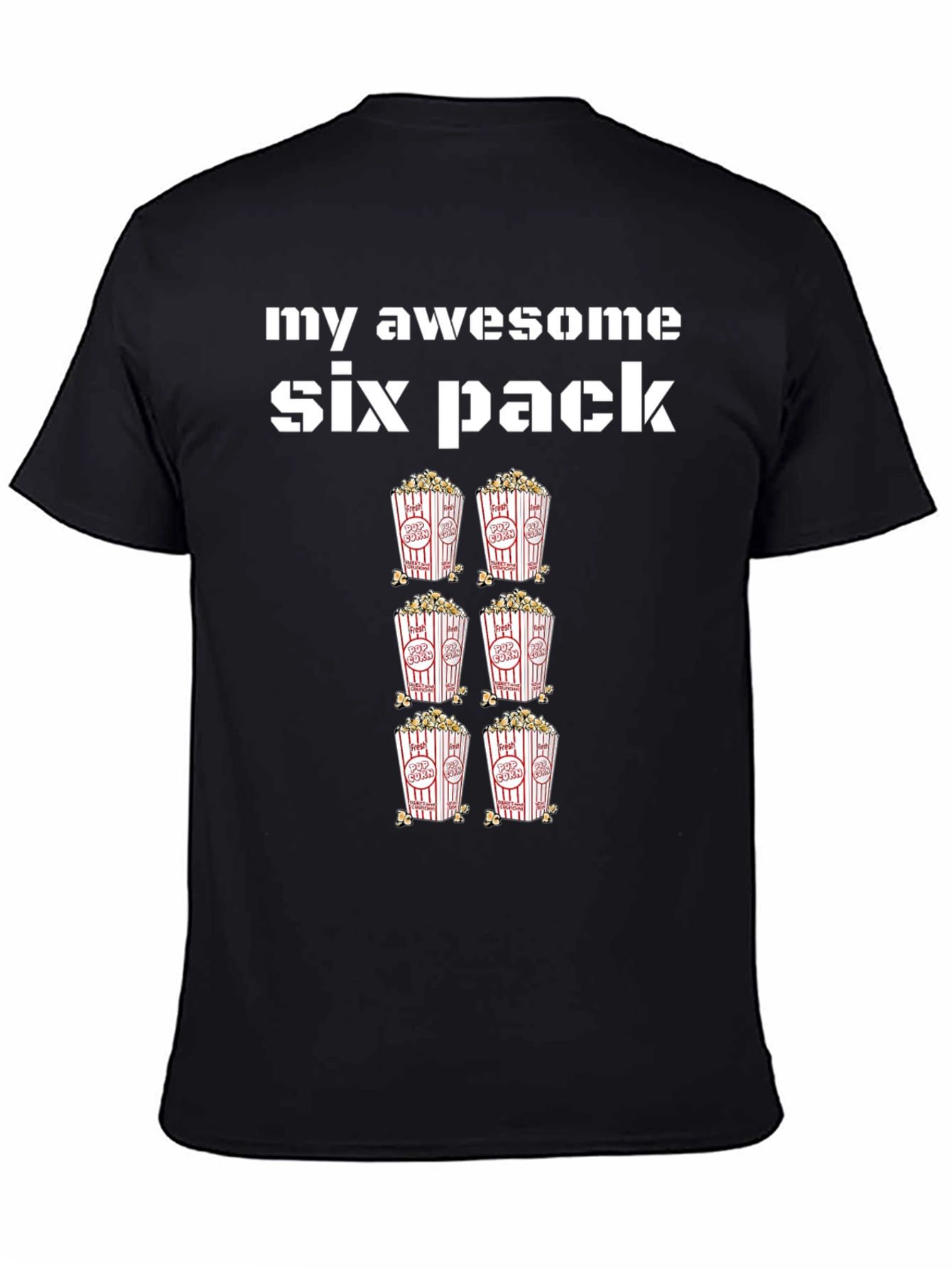Black Awesome Six Pack Popcorn T-Shirt view 4