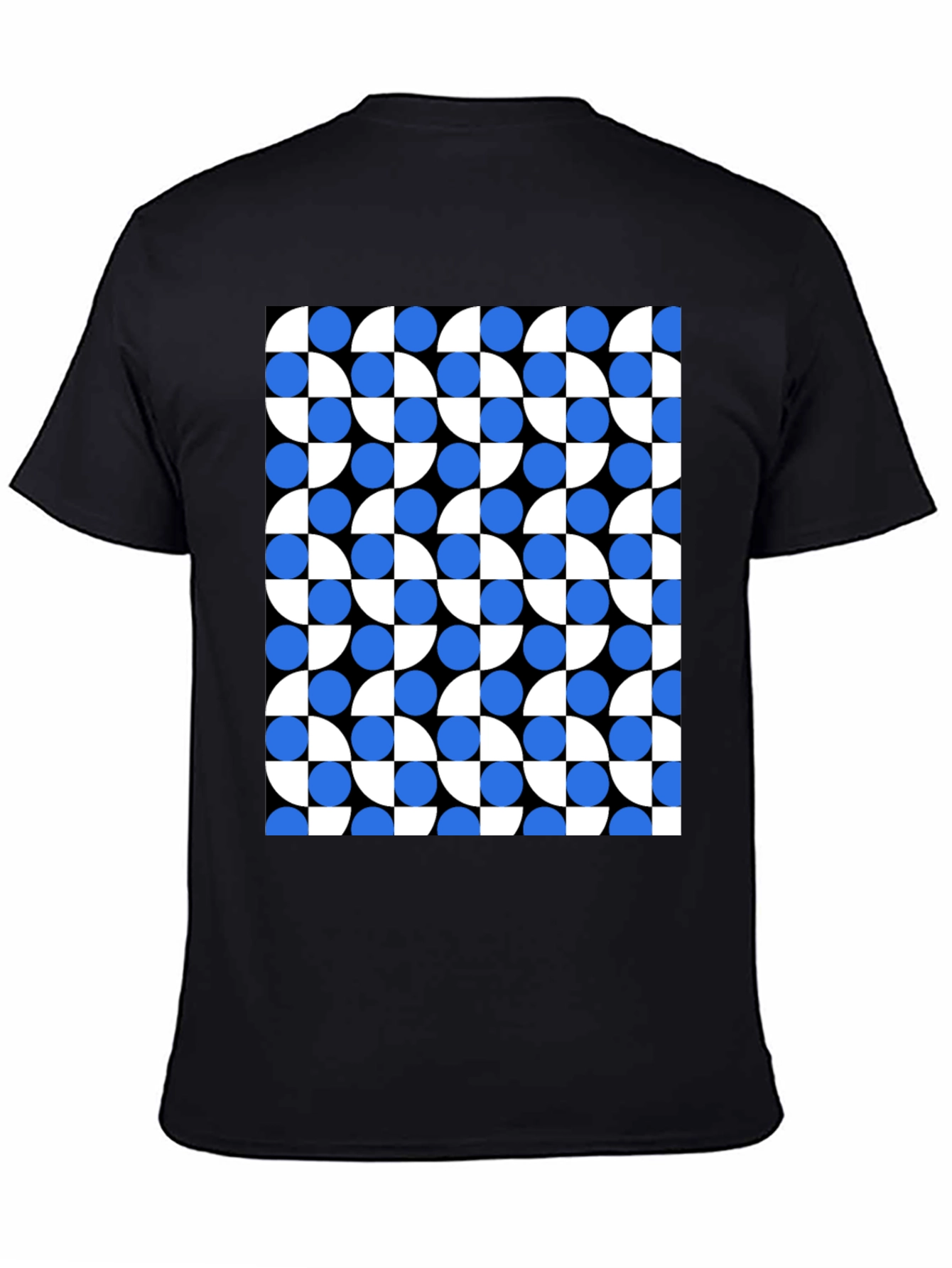Black Modern Geometric Pattern T-Shirt view 4
