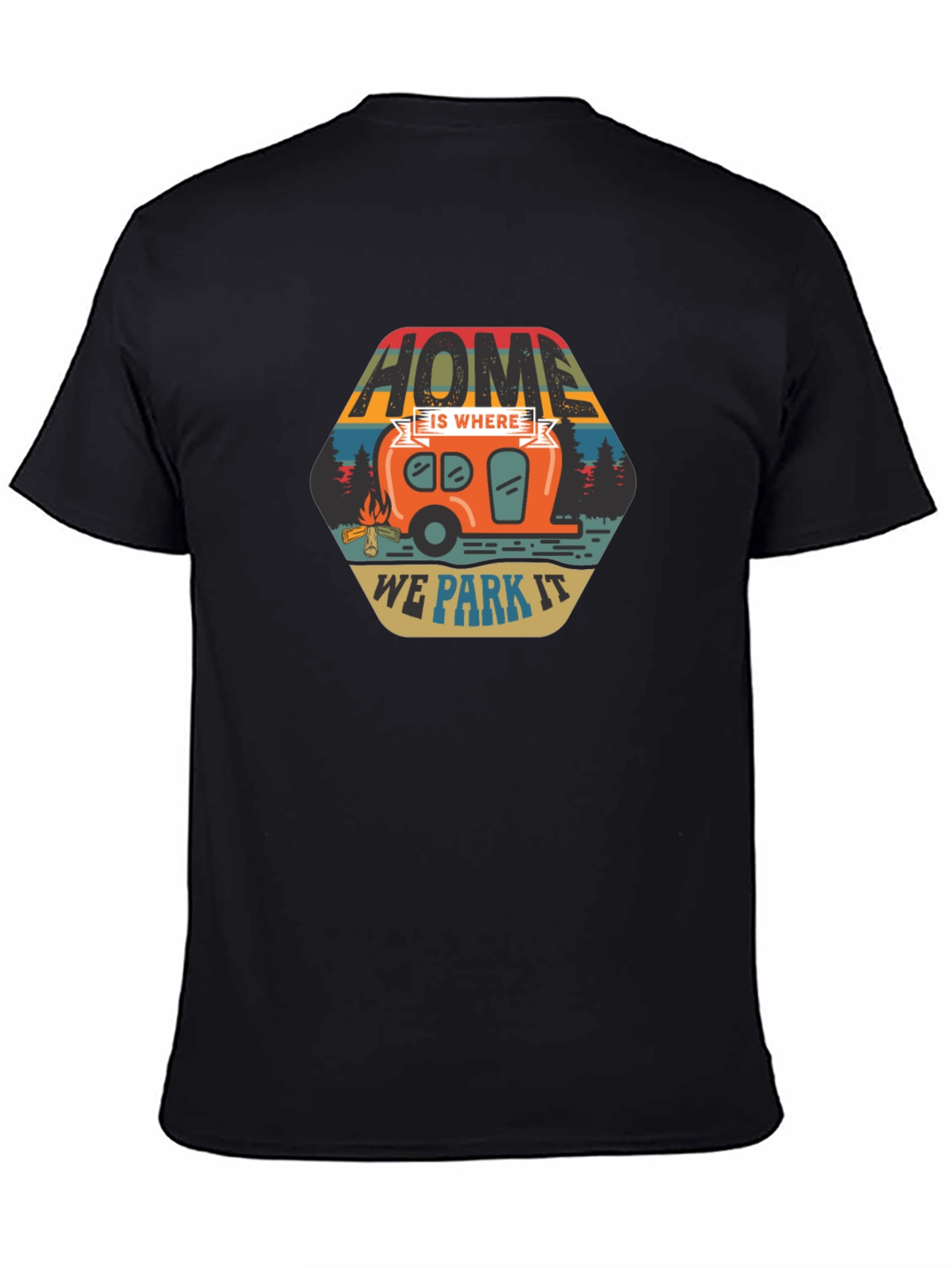 Black Home Is Where We Park It Camping T-Shirt view 4