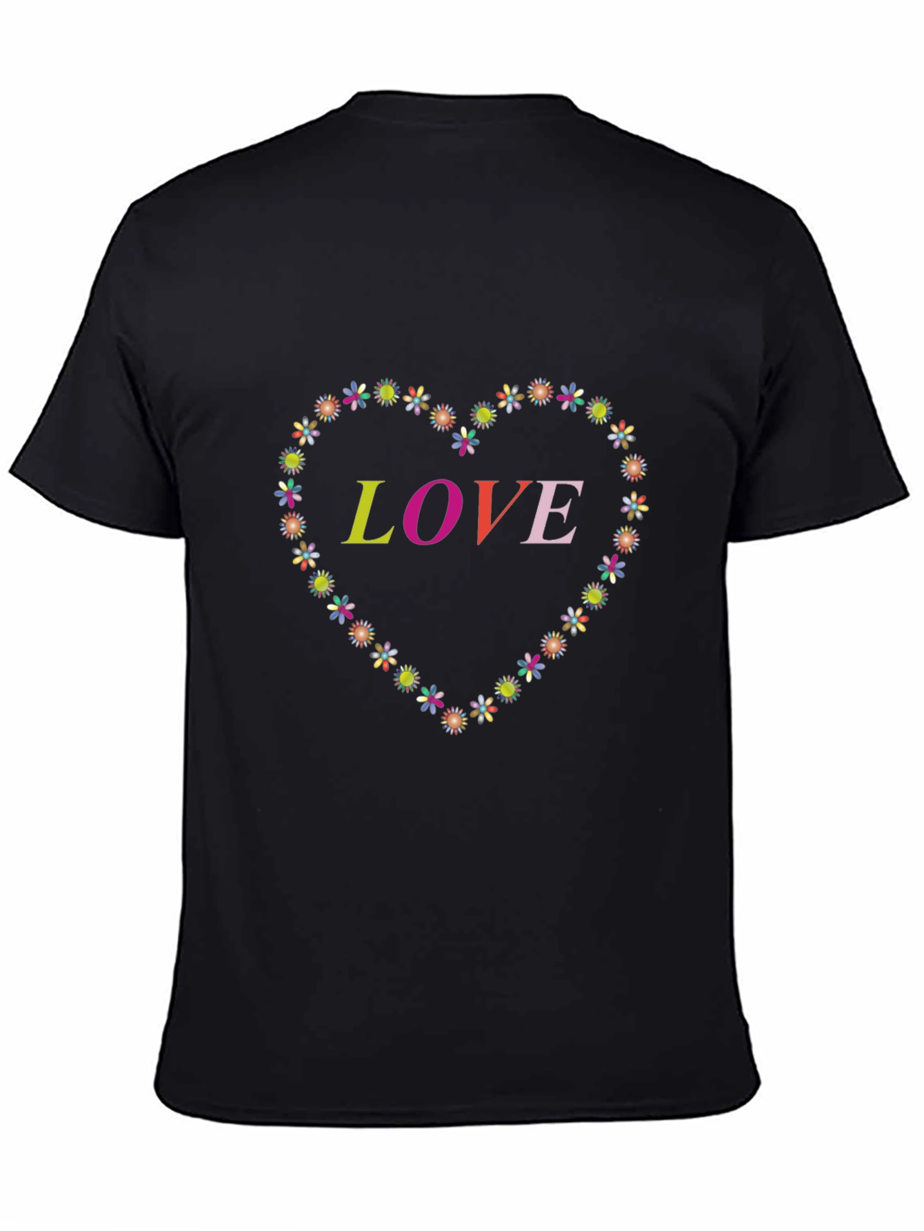 Black Love Floral Heart T-Shirt view 4
