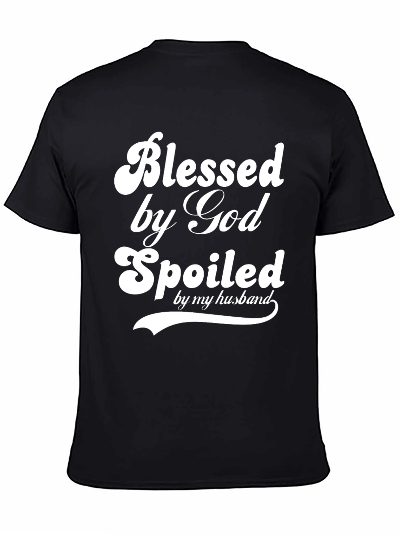 Black Blessed by God Spoiled by Husband Graphic T-Shirt view 4