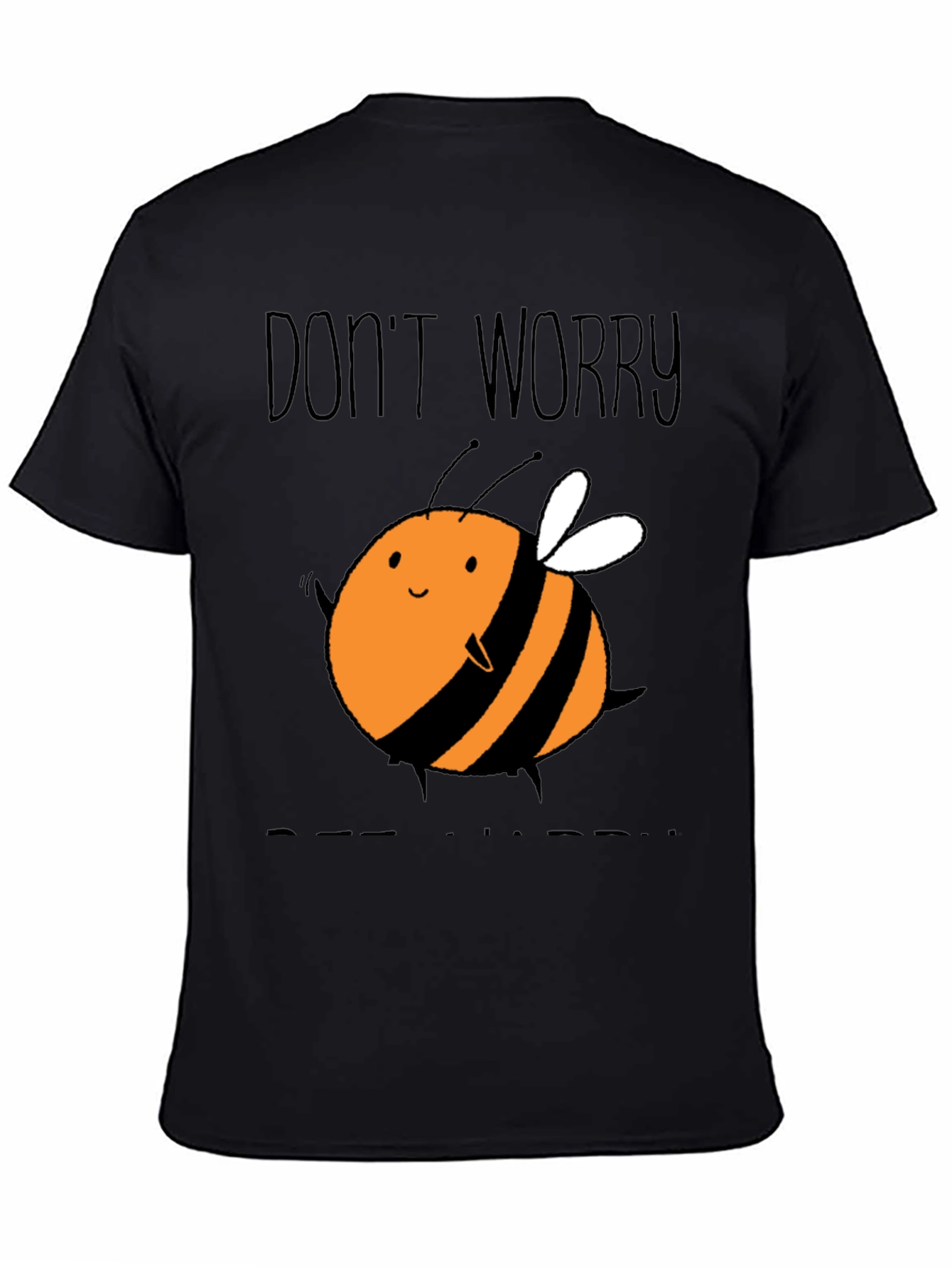 Black Cute Bee Graphic T-Shirt - Don't Worry Bee Happy! view 4